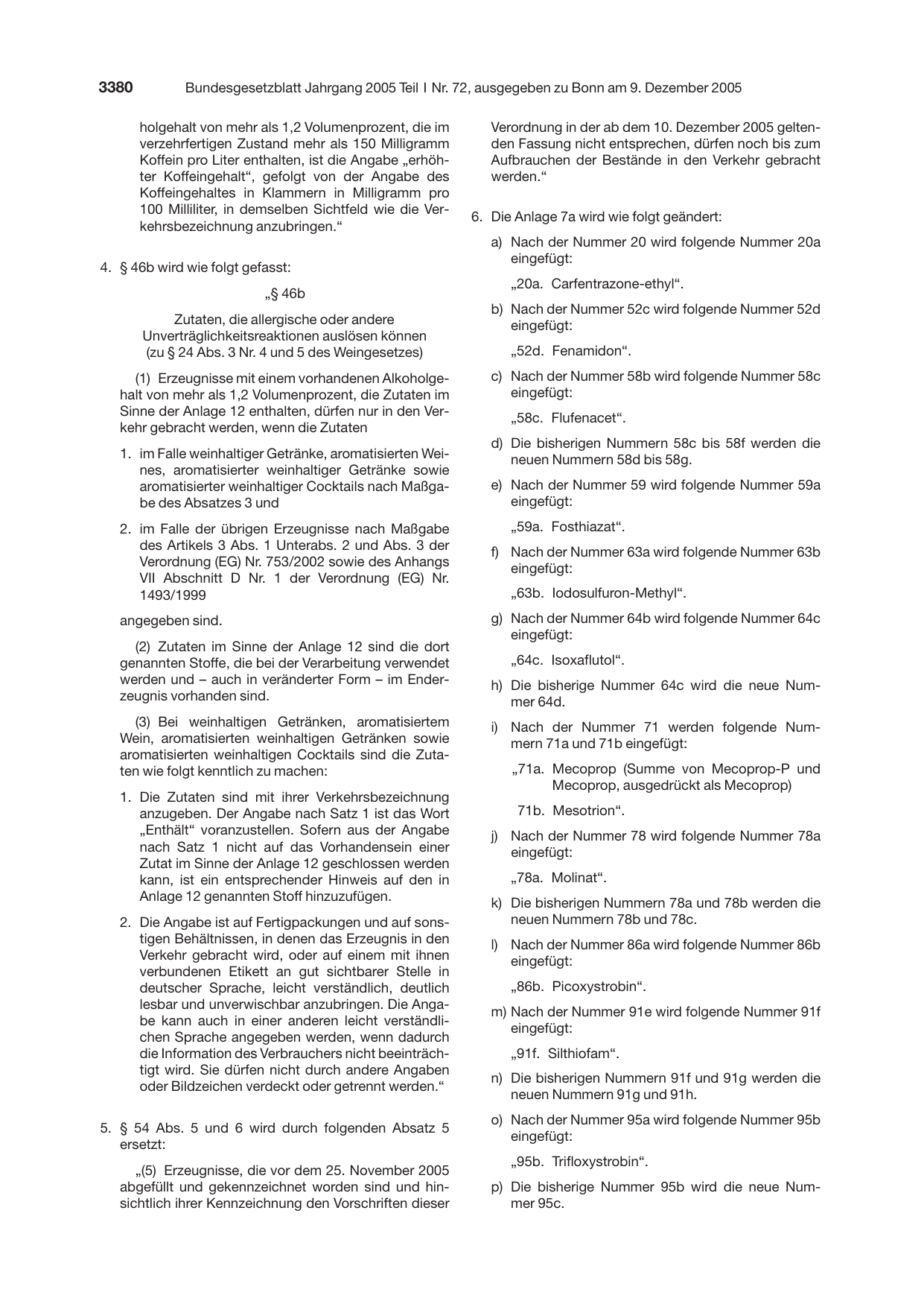 BGBl. 2005, Seite 3380 — Originalseite als Abbildung