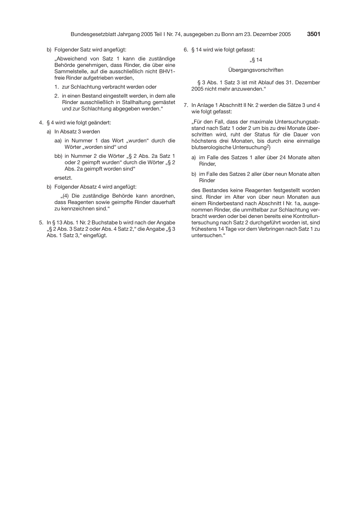 BGBl. 2005, Seite 3501 — Originalseite als Abbildung