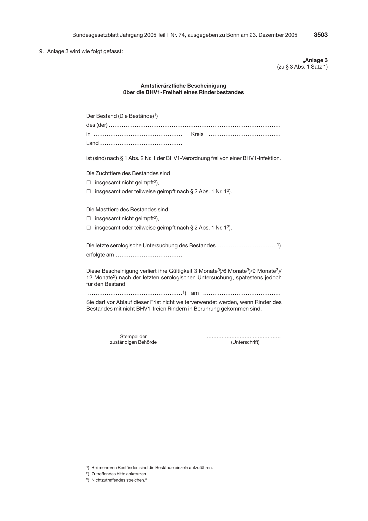 BGBl. 2005, Seite 3503 — Originalseite als Abbildung