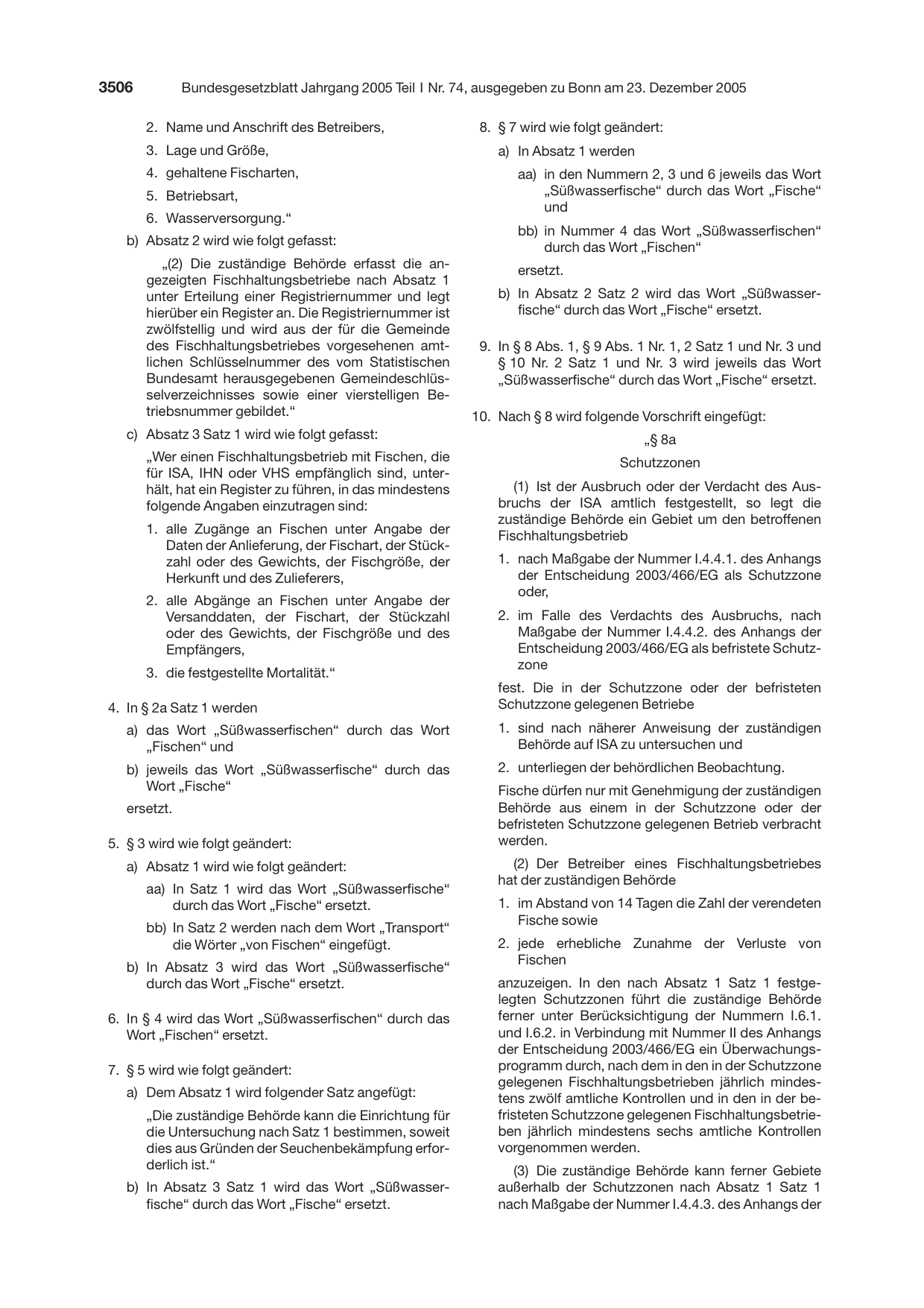 BGBl. 2005, Seite 3506 — Originalseite als Abbildung