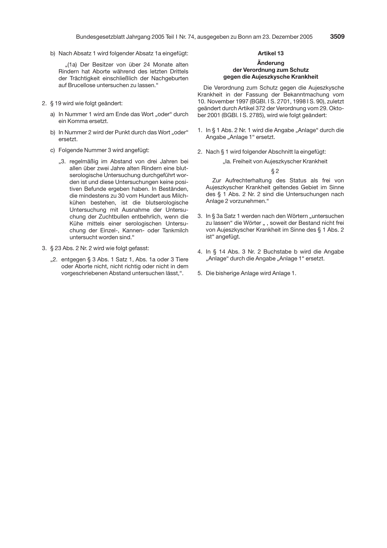 BGBl. 2005, Seite 3509 — Originalseite als Abbildung