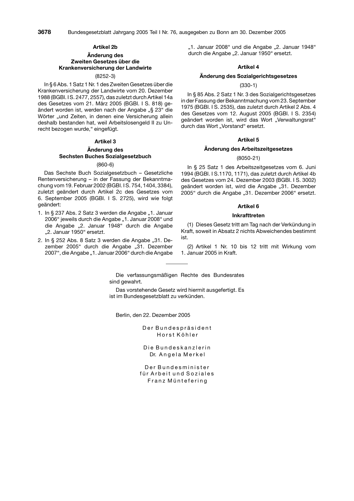 BGBl. 2005, Seite 3678 — Originalseite als Abbildung