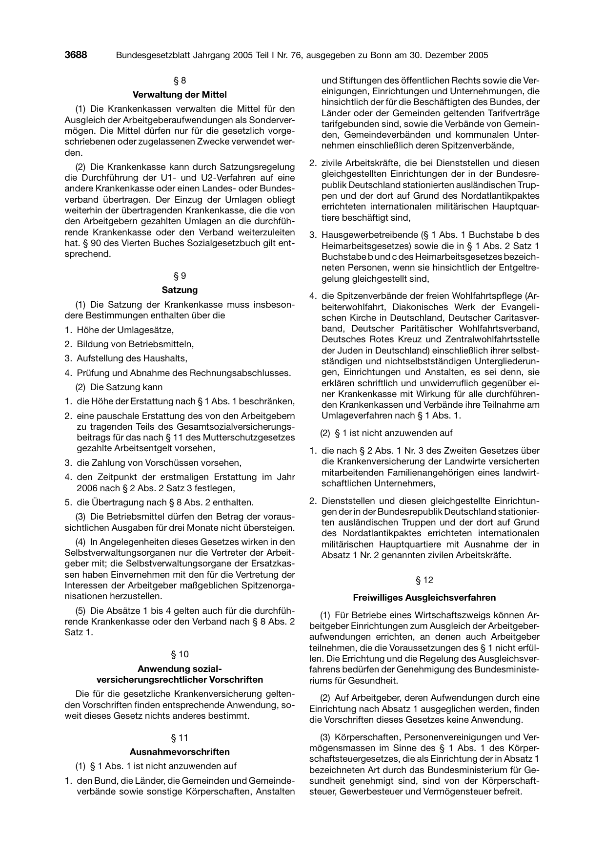 BGBl. 2005, Seite 3688 — Originalseite als Abbildung