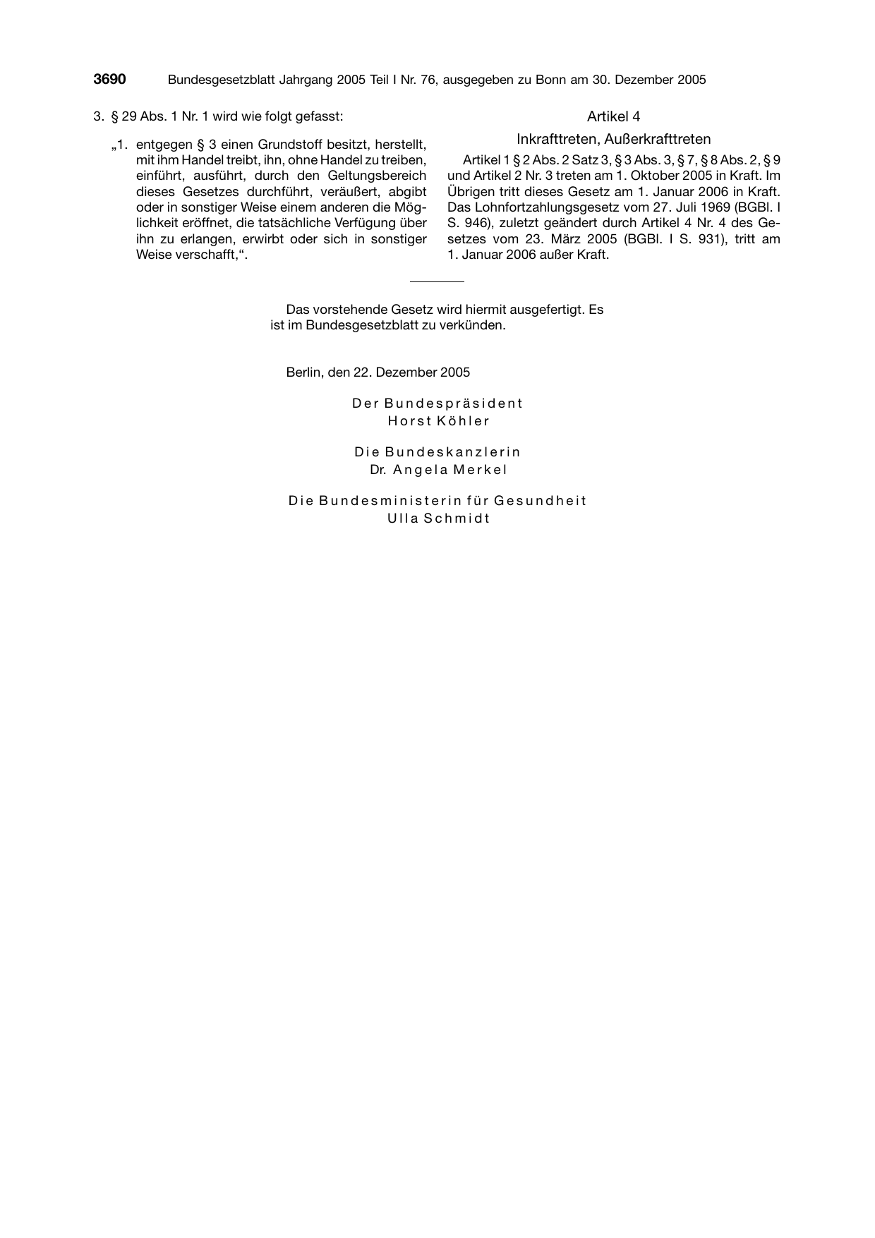 BGBl. 2005, Seite 3690 — Originalseite als Abbildung