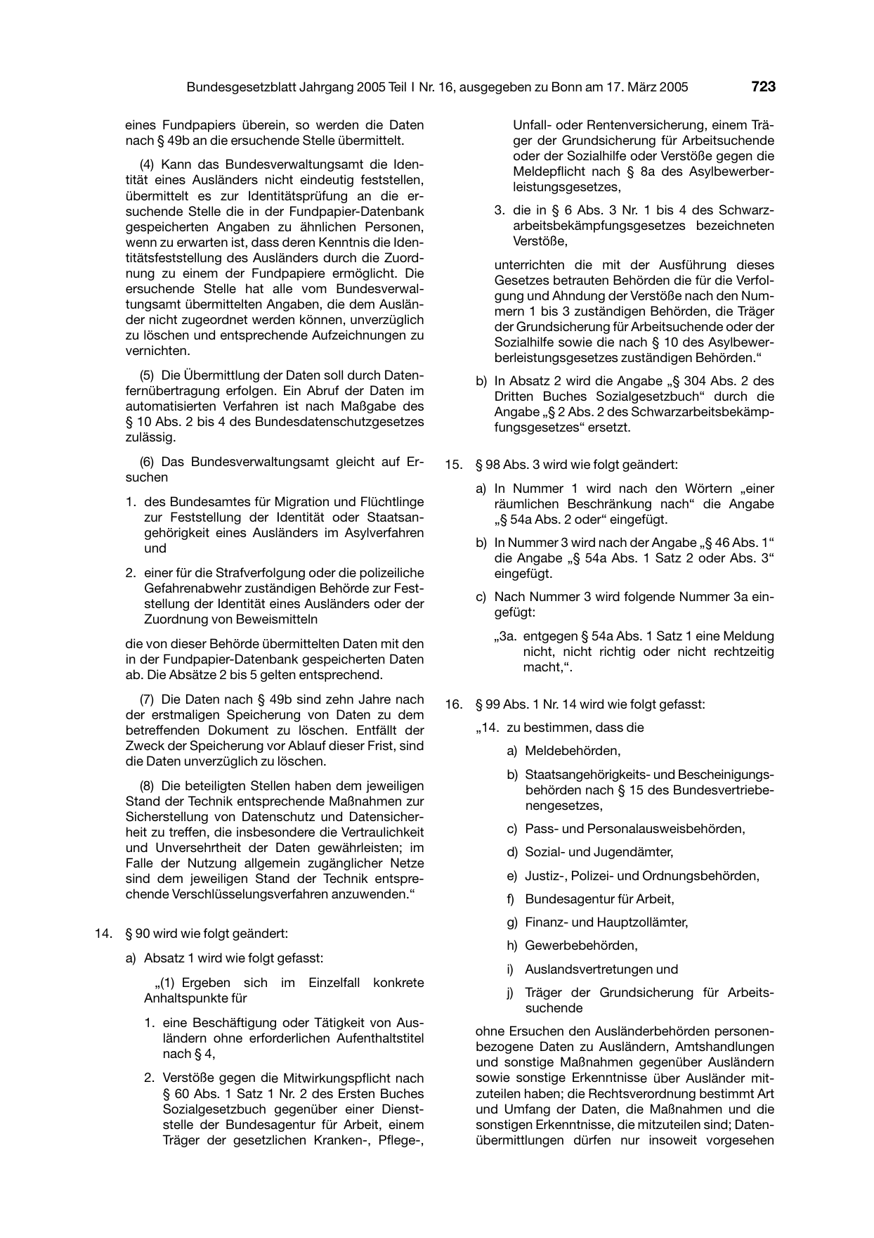 BGBl. 2005, Seite 723 — Originalseite als Abbildung