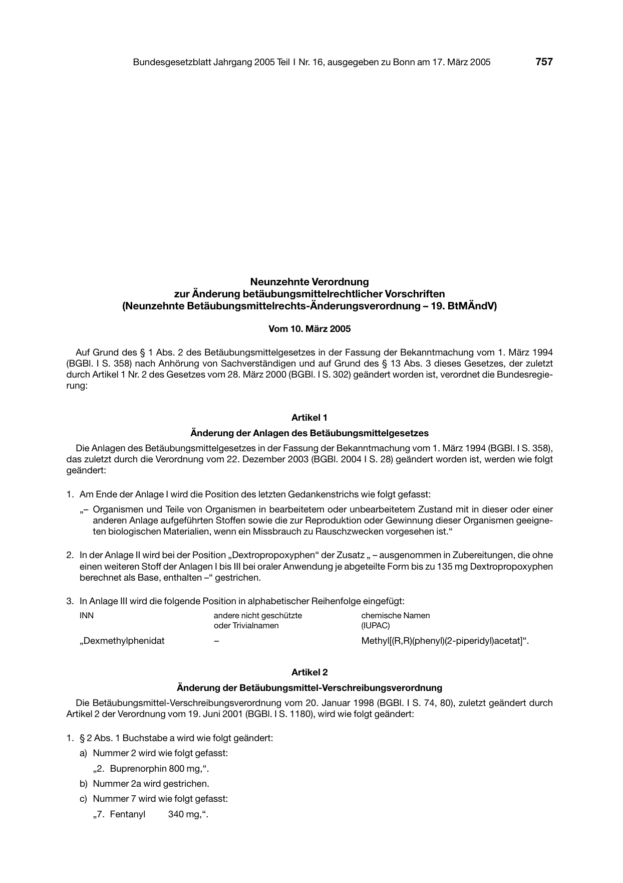 BGBl. 2005, Seite 757 — Originalseite als Abbildung
