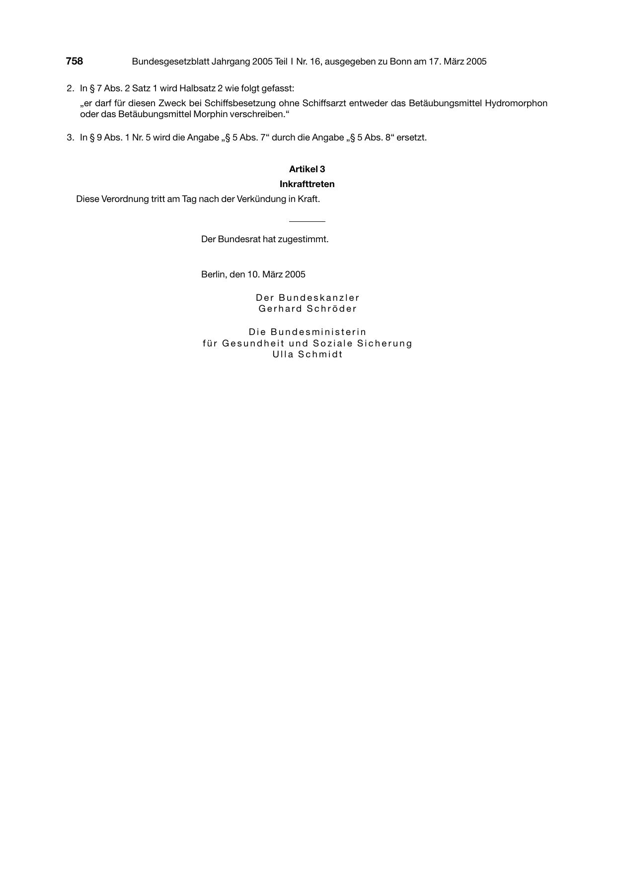 BGBl. 2005, Seite 758 — Originalseite als Abbildung