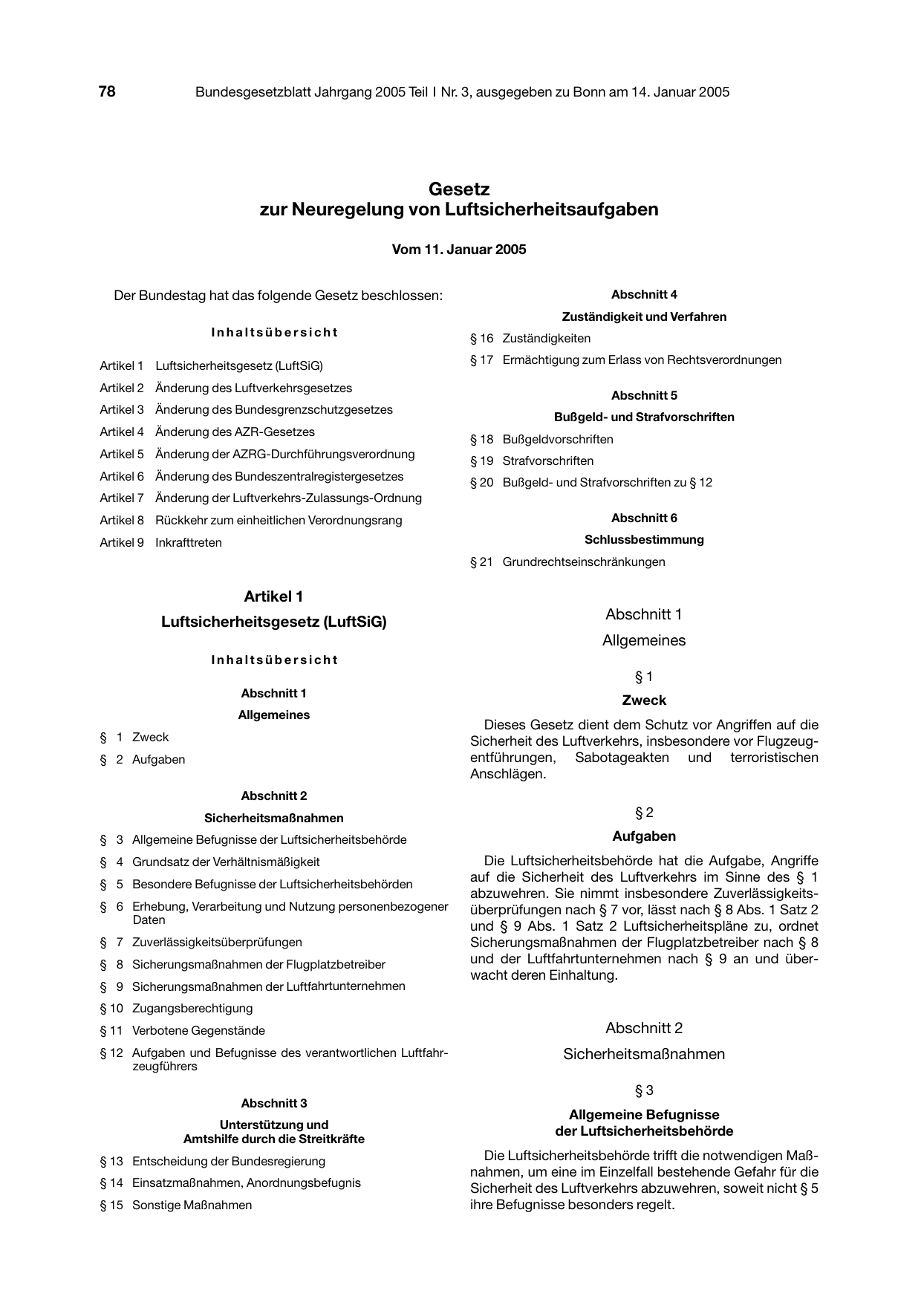 BGBl. 2005, Seite 78 — Originalseite als Abbildung