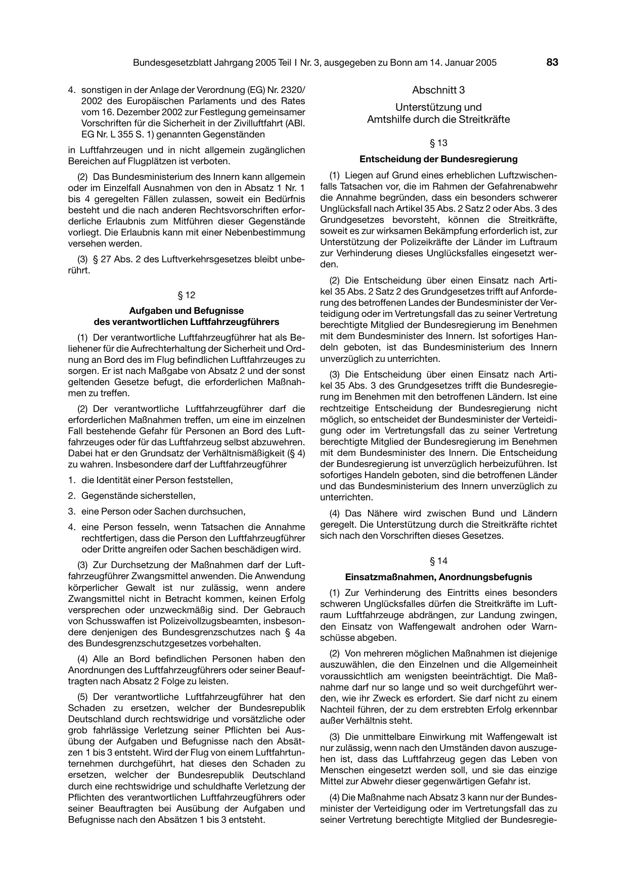 BGBl. 2005, Seite 83 — Originalseite als Abbildung