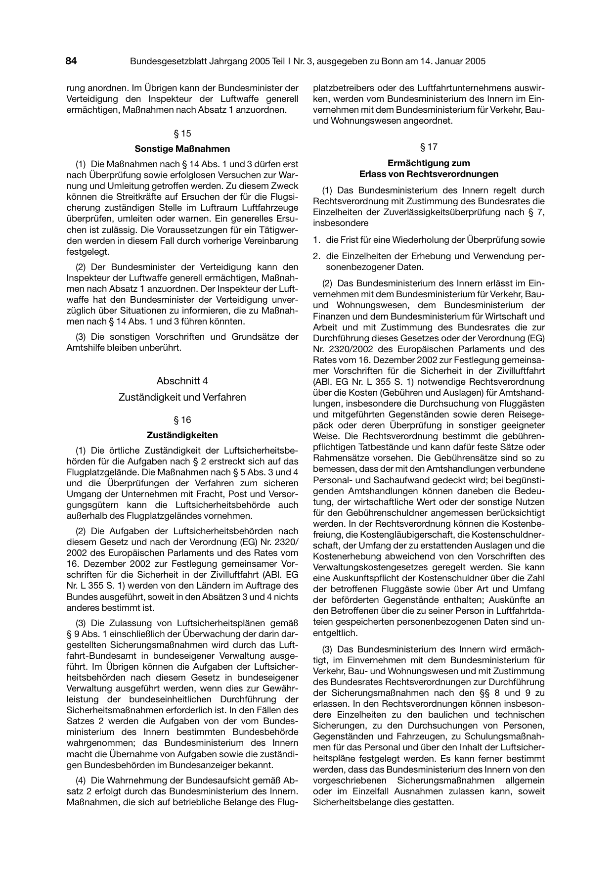 BGBl. 2005, Seite 84 — Originalseite als Abbildung
