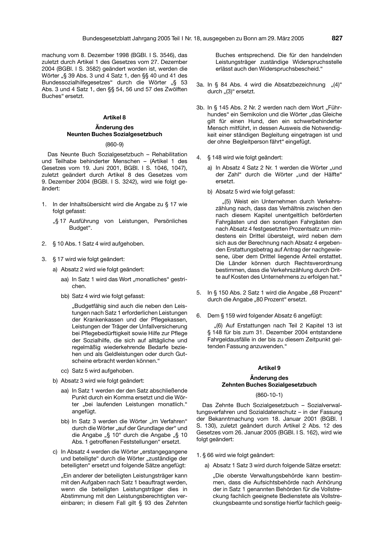 BGBl. 2005, Seite 827 — Originalseite als Abbildung