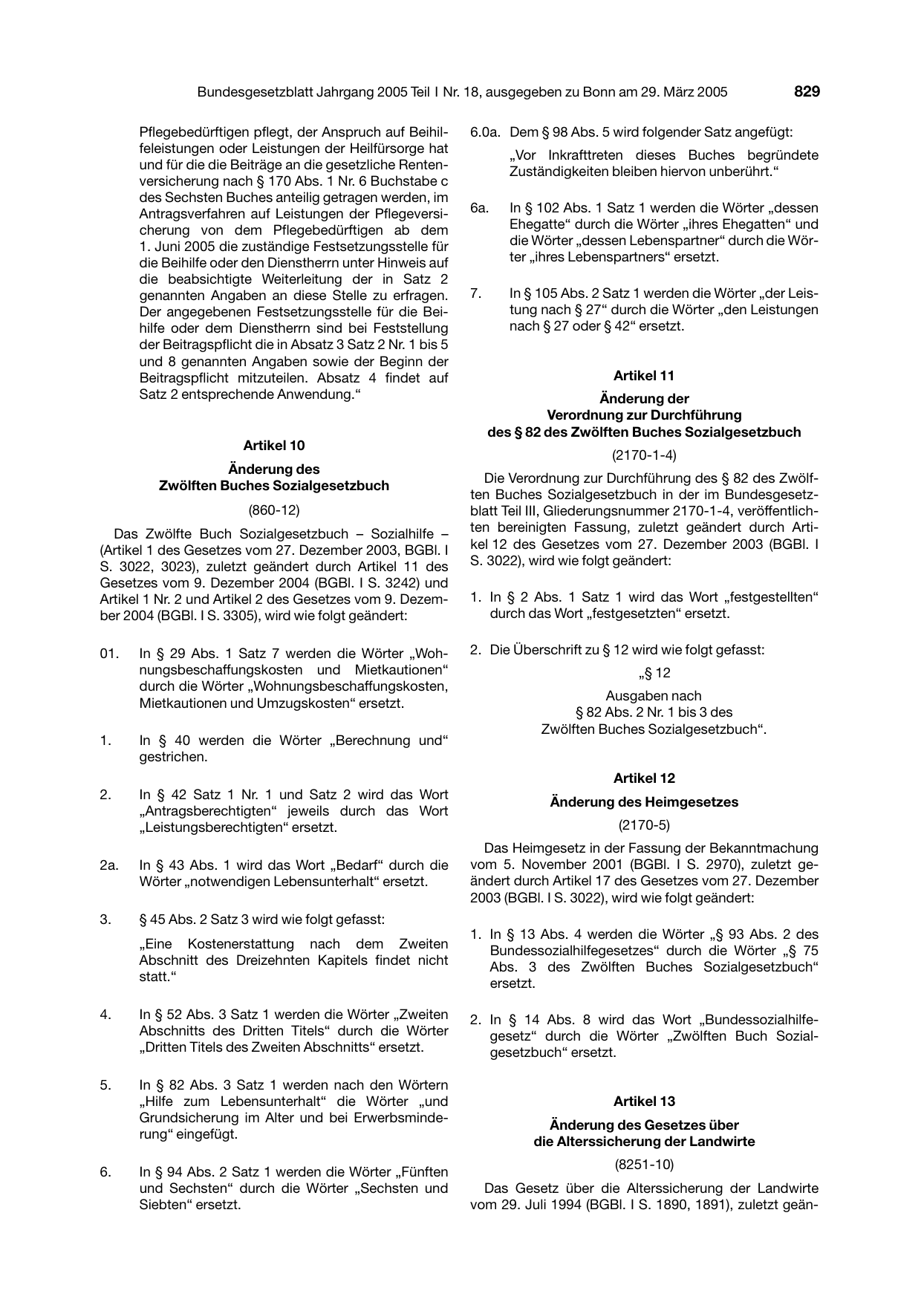 BGBl. 2005, Seite 829 — Originalseite als Abbildung