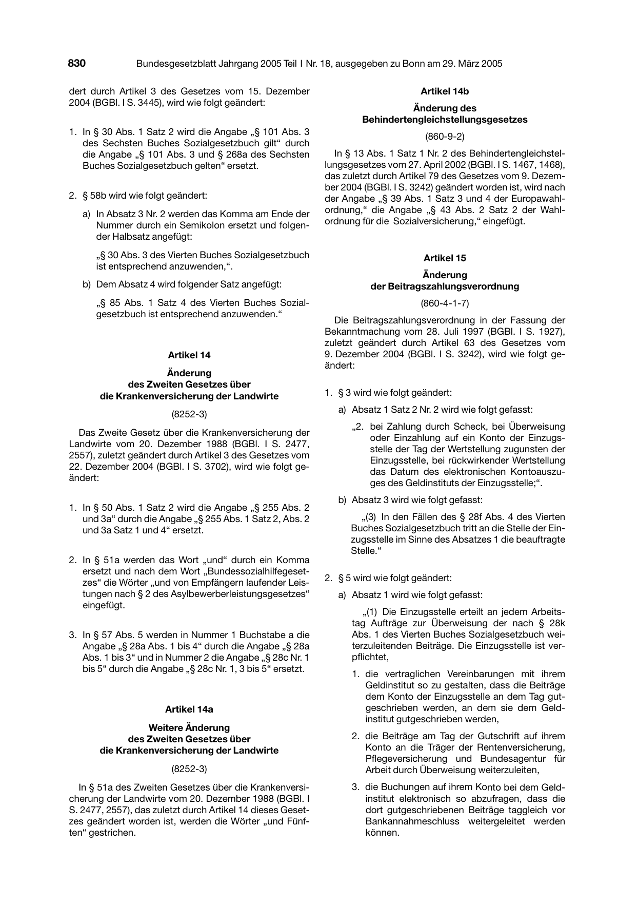 BGBl. 2005, Seite 830 — Originalseite als Abbildung