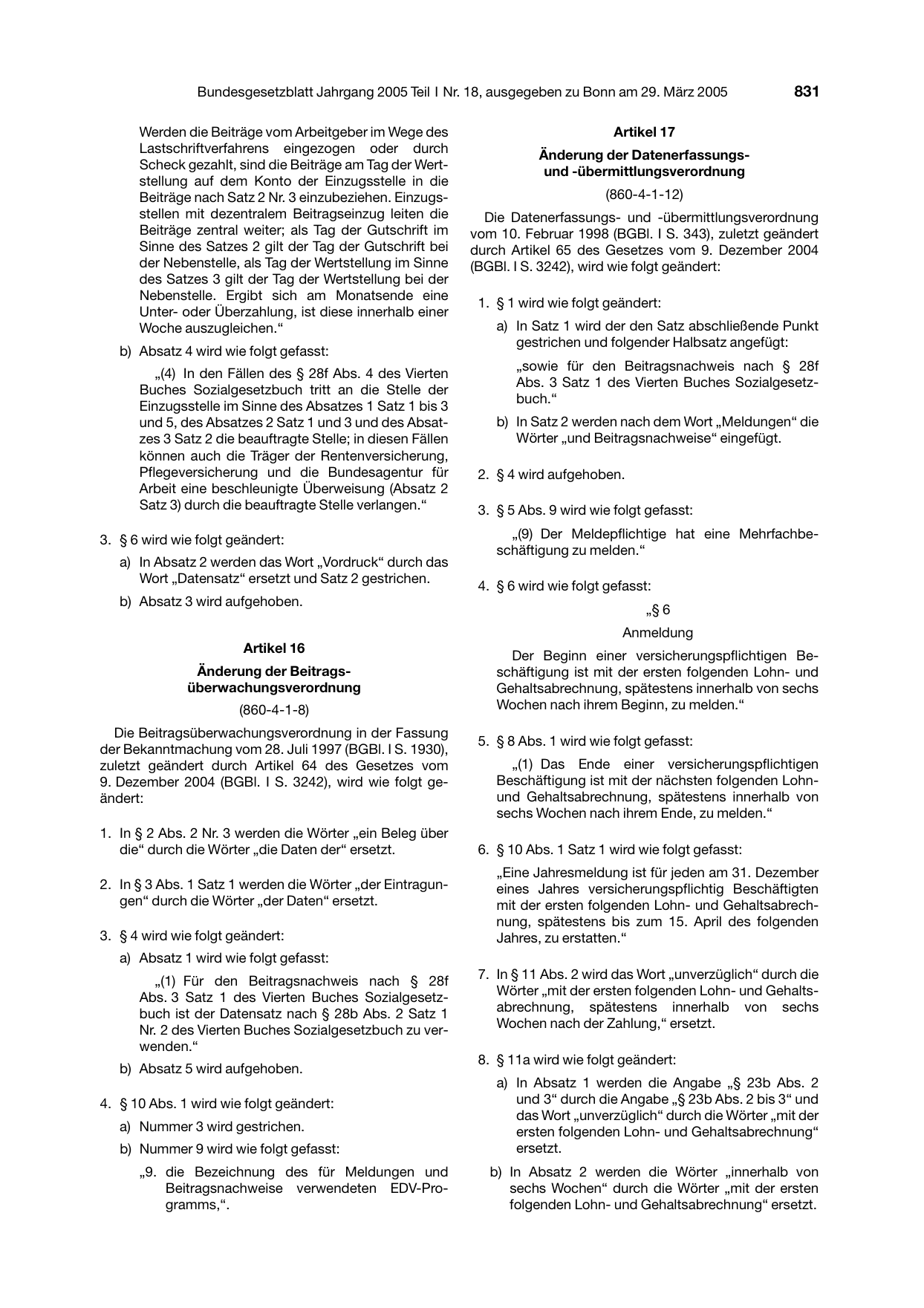 BGBl. 2005, Seite 831 — Originalseite als Abbildung
