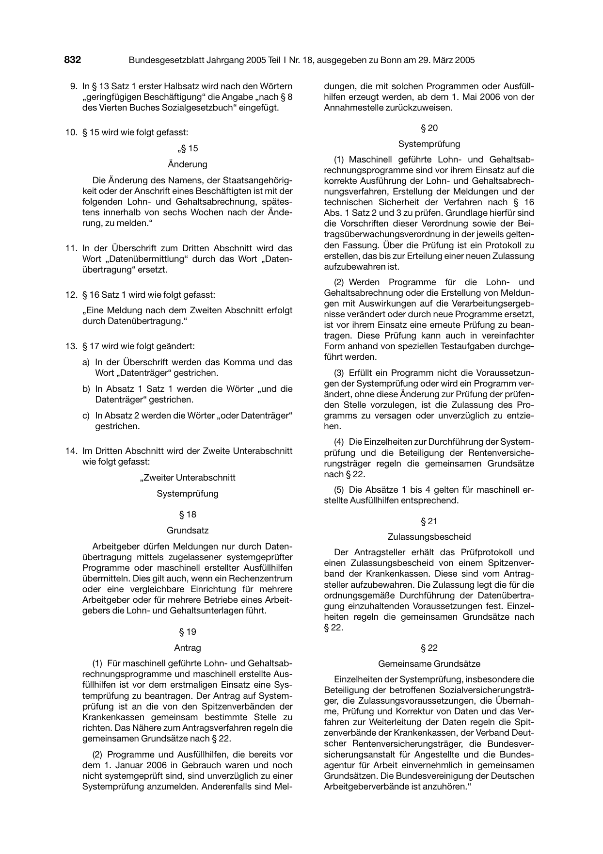BGBl. 2005, Seite 832 — Originalseite als Abbildung