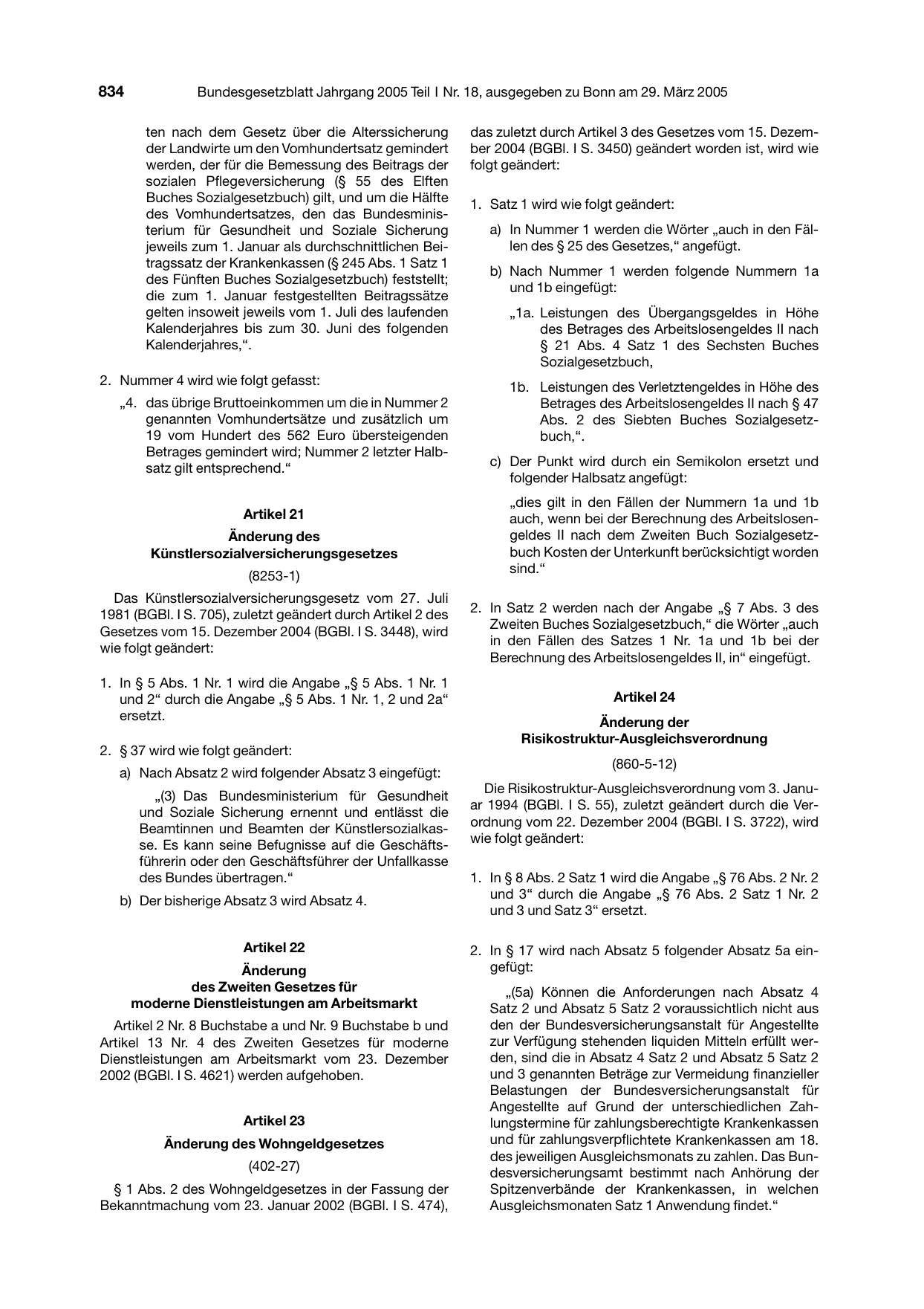 BGBl. 2005, Seite 834 — Originalseite als Abbildung