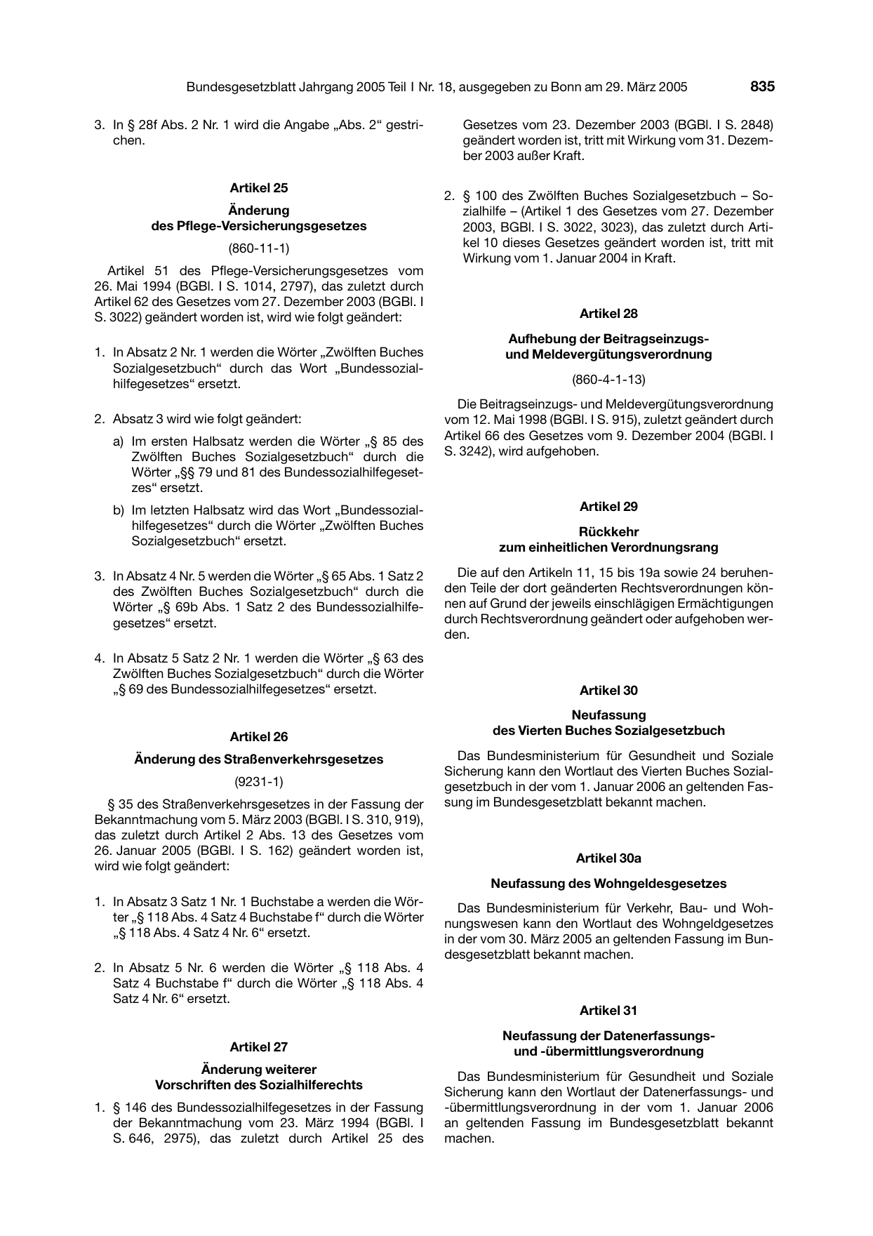 BGBl. 2005, Seite 835 — Originalseite als Abbildung