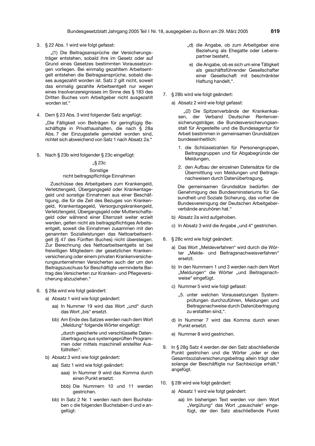 BGBl. 2005, Seite 819 — Originalseite als Abbildung
