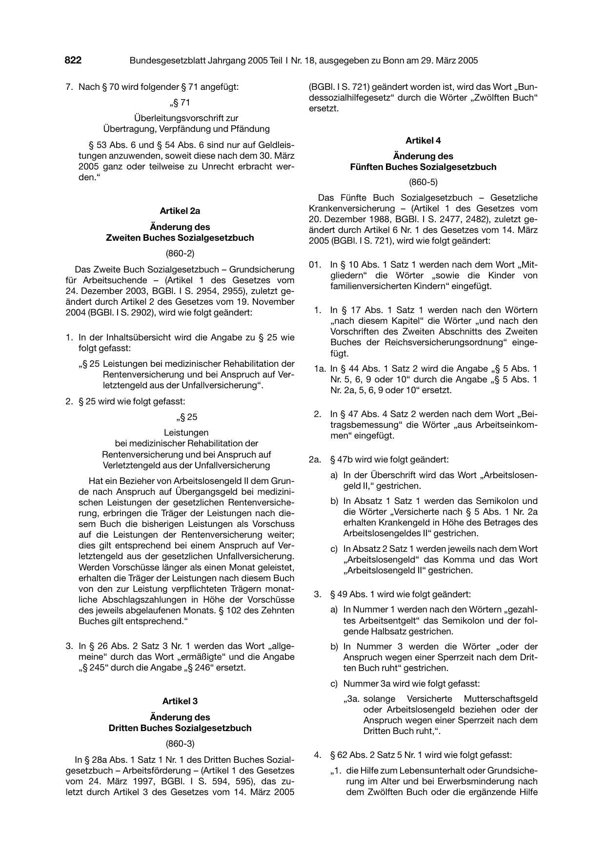 BGBl. 2005, Seite 822 — Originalseite als Abbildung