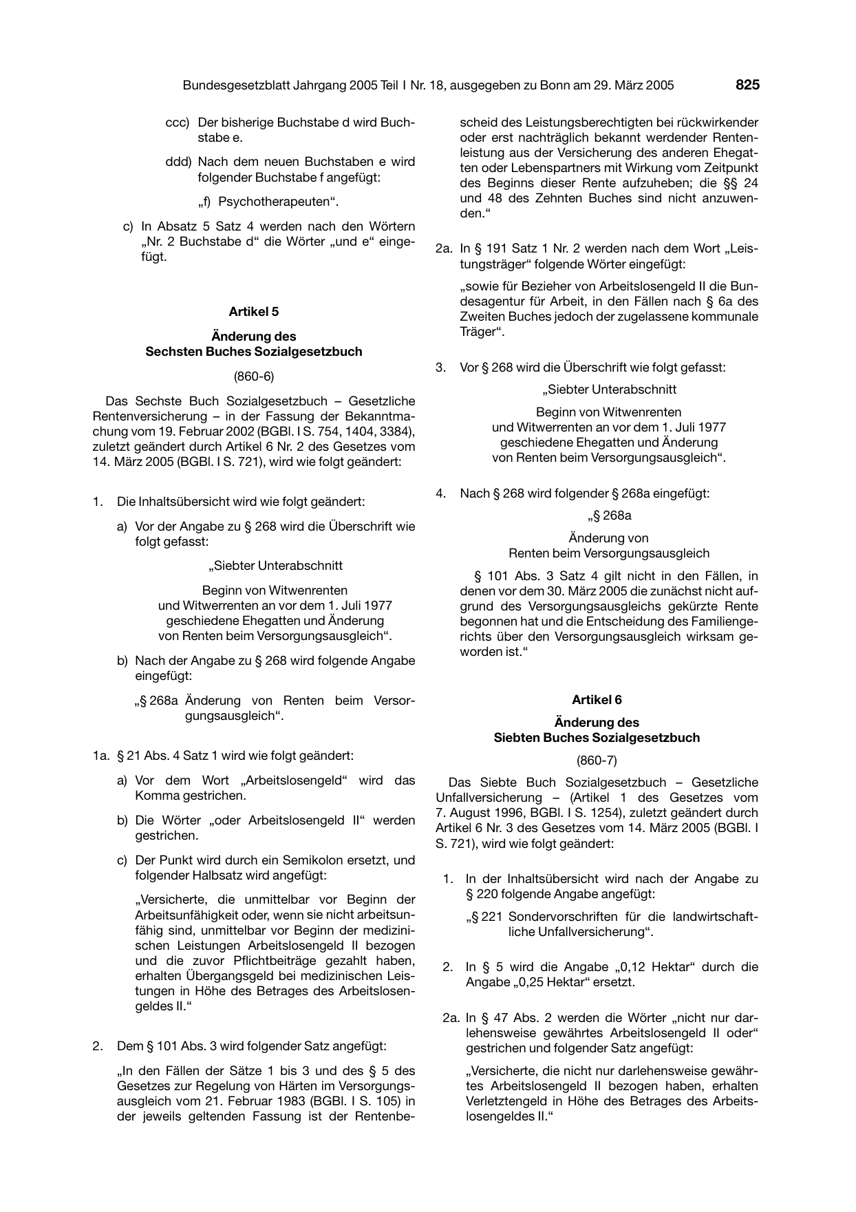 BGBl. 2005, Seite 825 — Originalseite als Abbildung