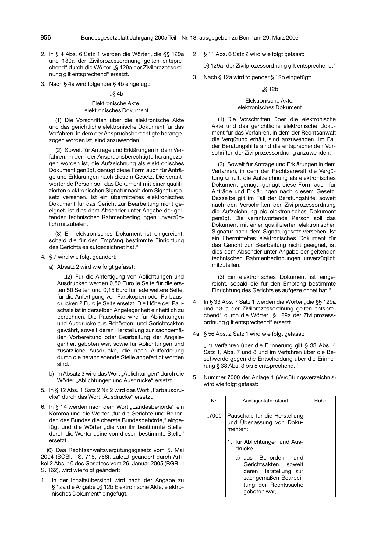BGBl. 2005, Seite 856 — Originalseite als Abbildung