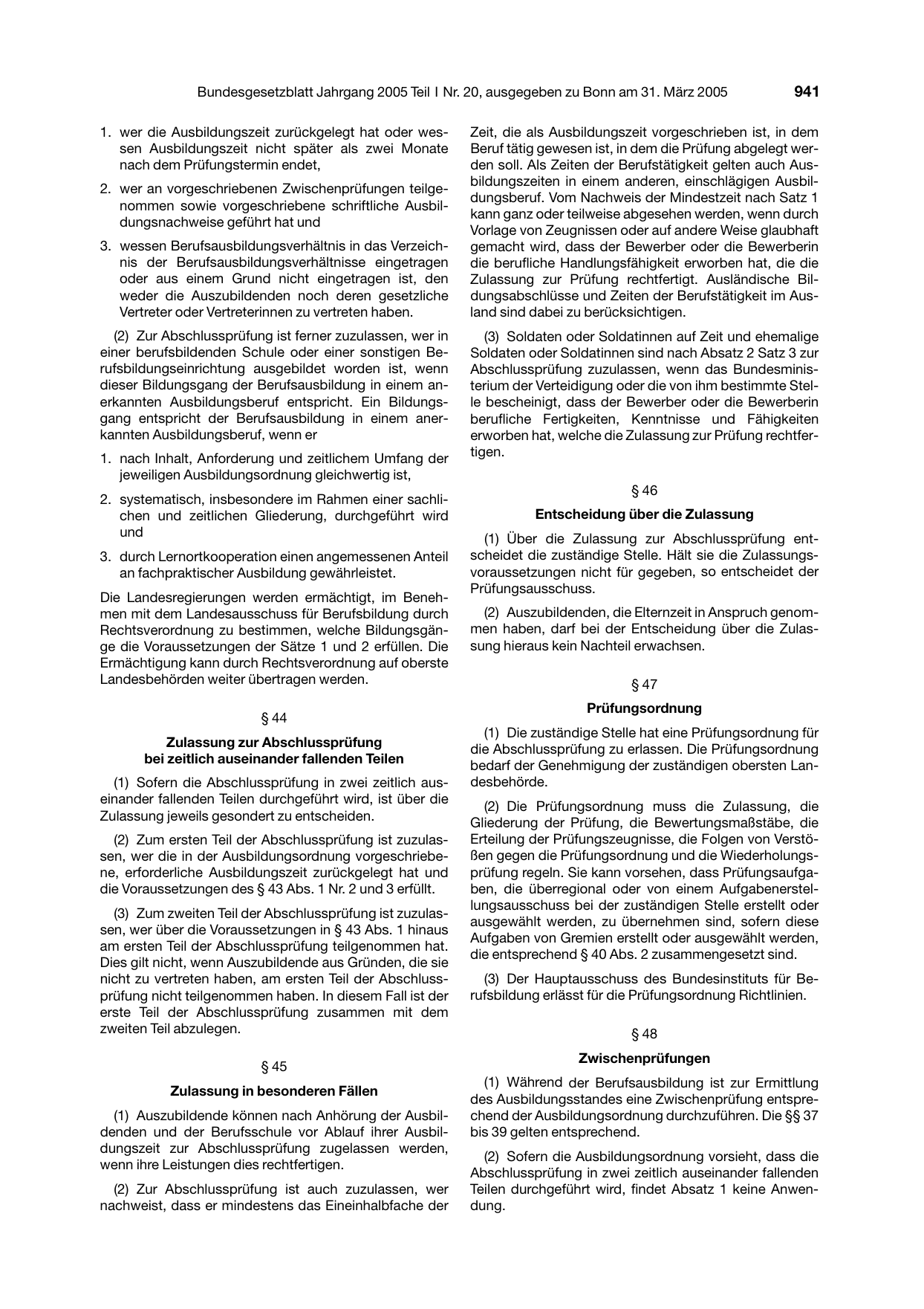 BGBl. 2005, Seite 941 — Originalseite als Abbildung