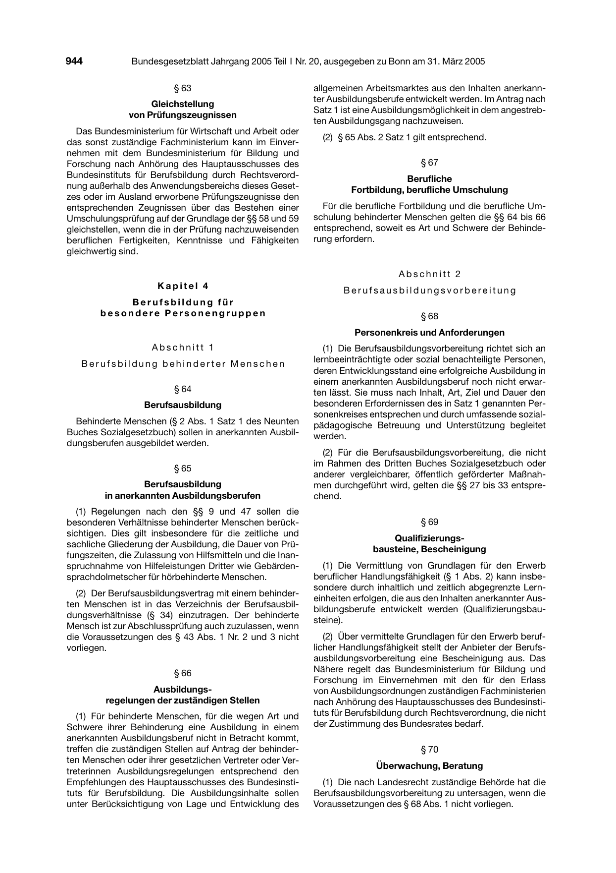 BGBl. 2005, Seite 944 — Originalseite als Abbildung