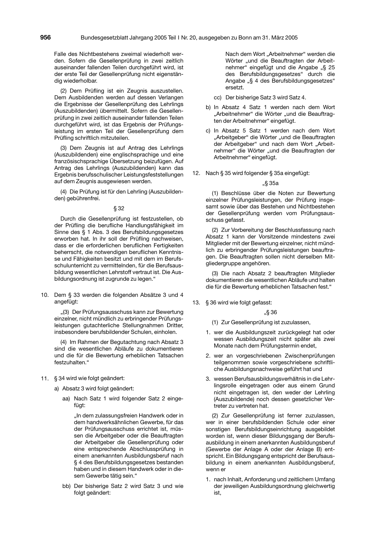 BGBl. 2005, Seite 956 — Originalseite als Abbildung