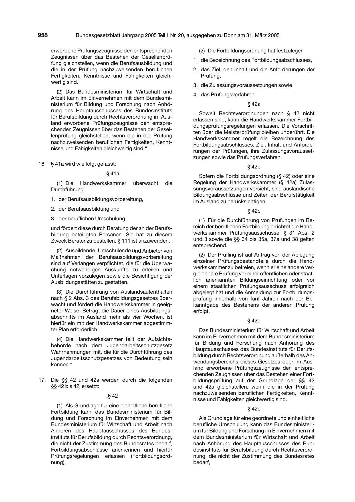 BGBl. 2005, Seite 958 — Originalseite als Abbildung