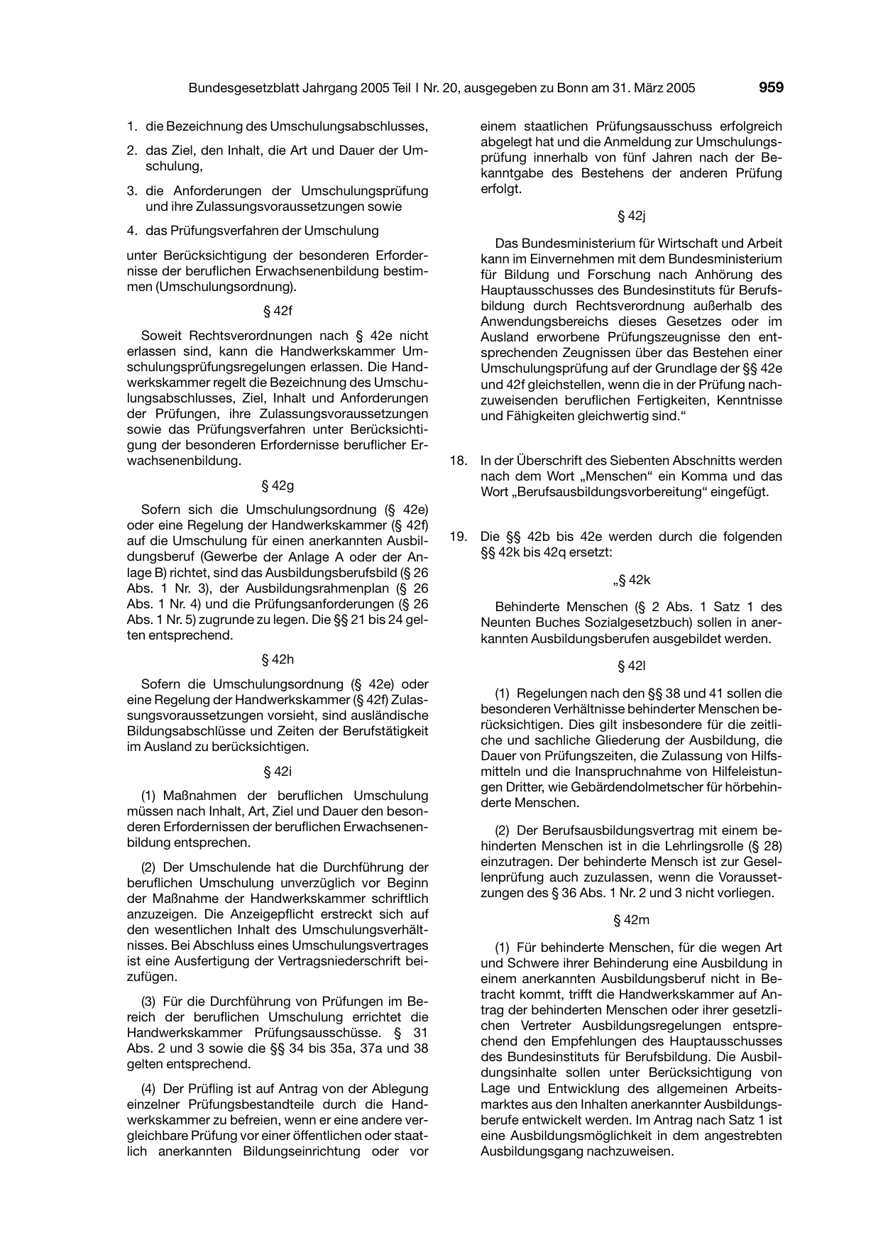 BGBl. 2005, Seite 959 — Originalseite als Abbildung
