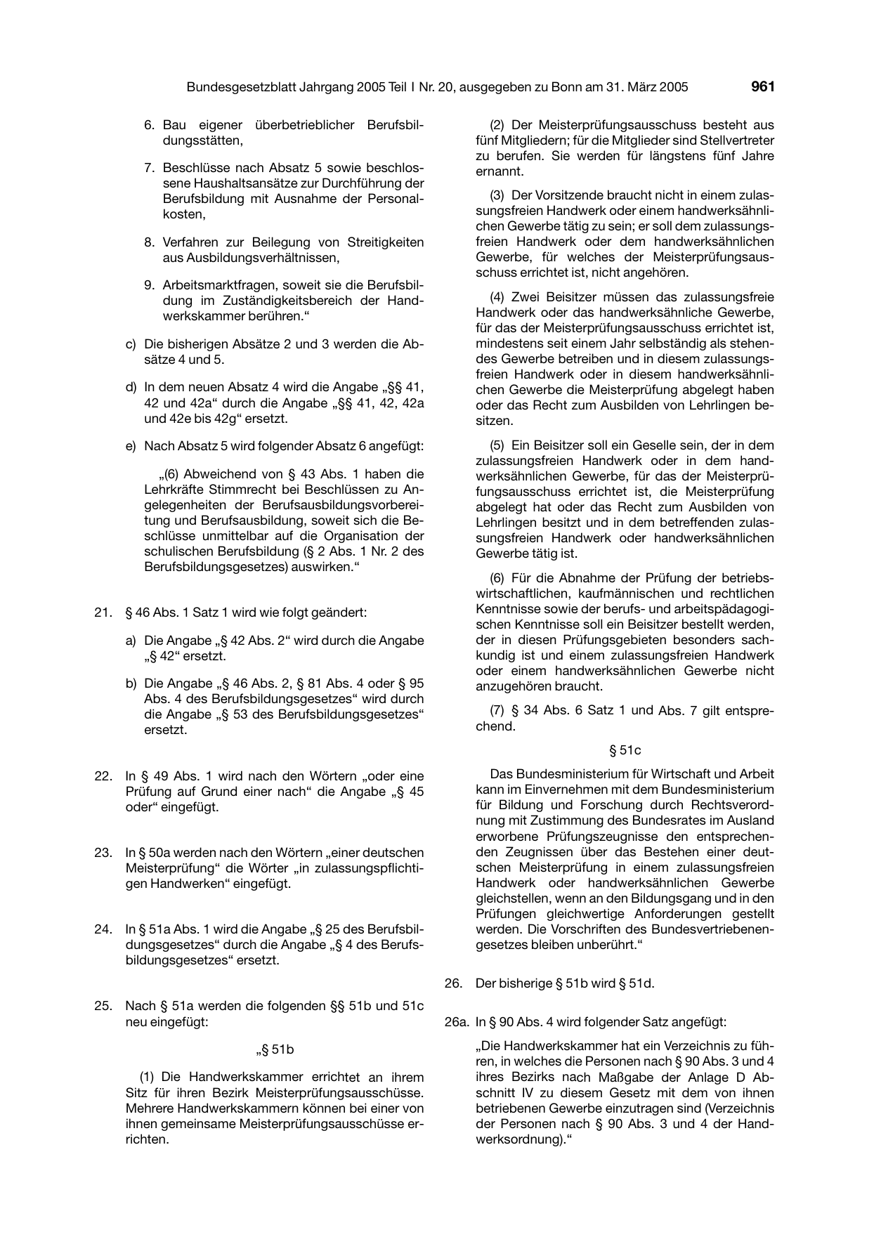 BGBl. 2005, Seite 961 — Originalseite als Abbildung