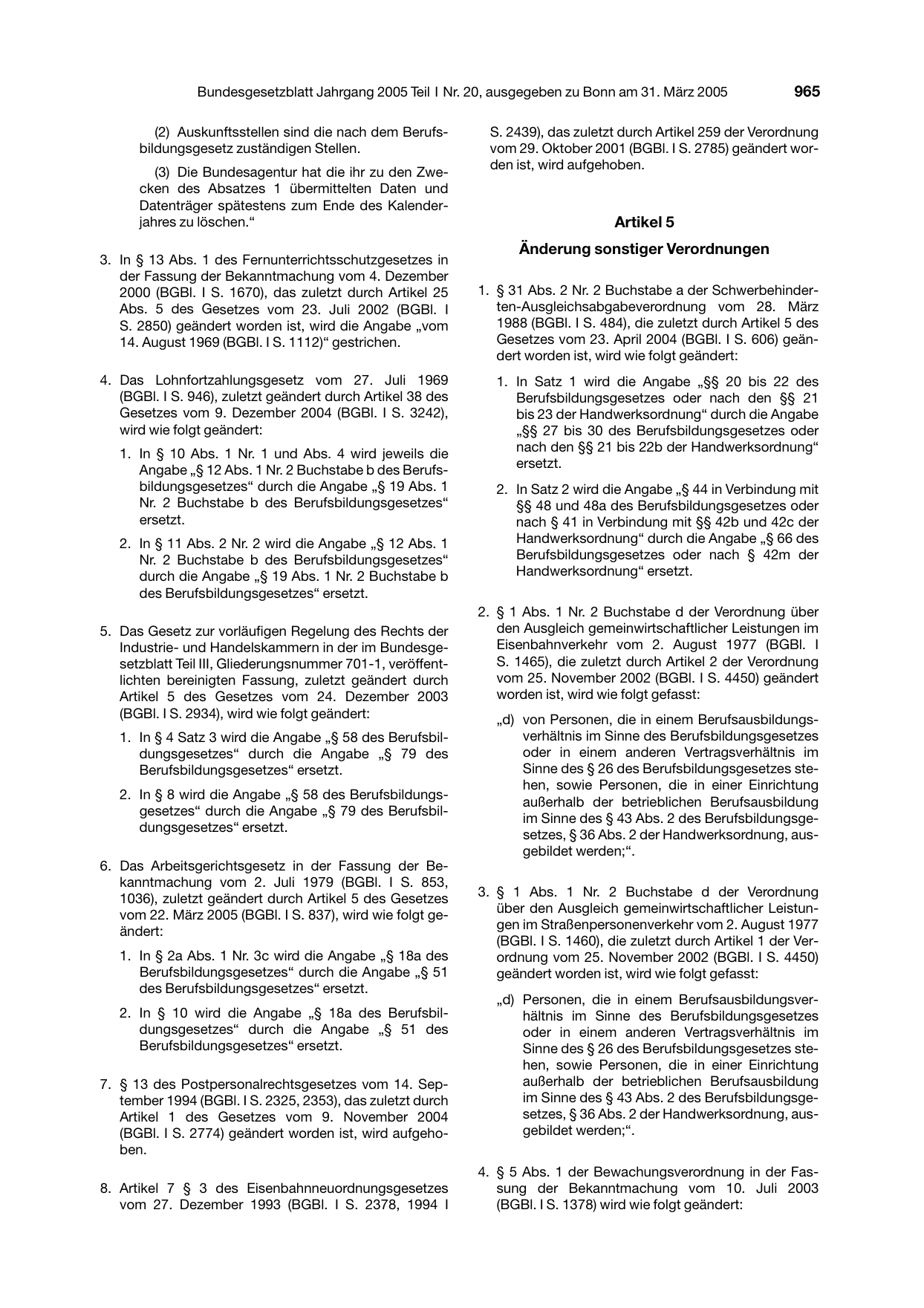 BGBl. 2005, Seite 965 — Originalseite als Abbildung