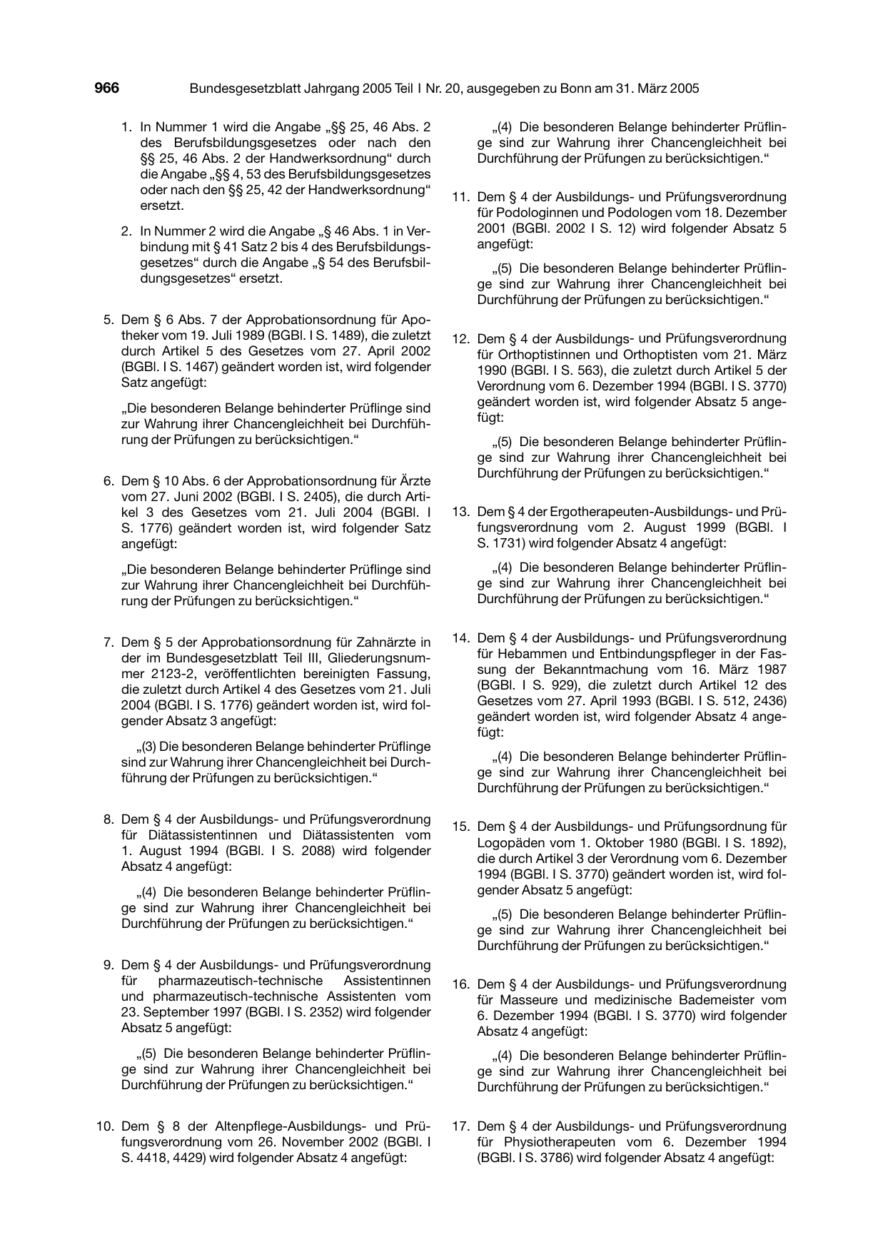 BGBl. 2005, Seite 966 — Originalseite als Abbildung