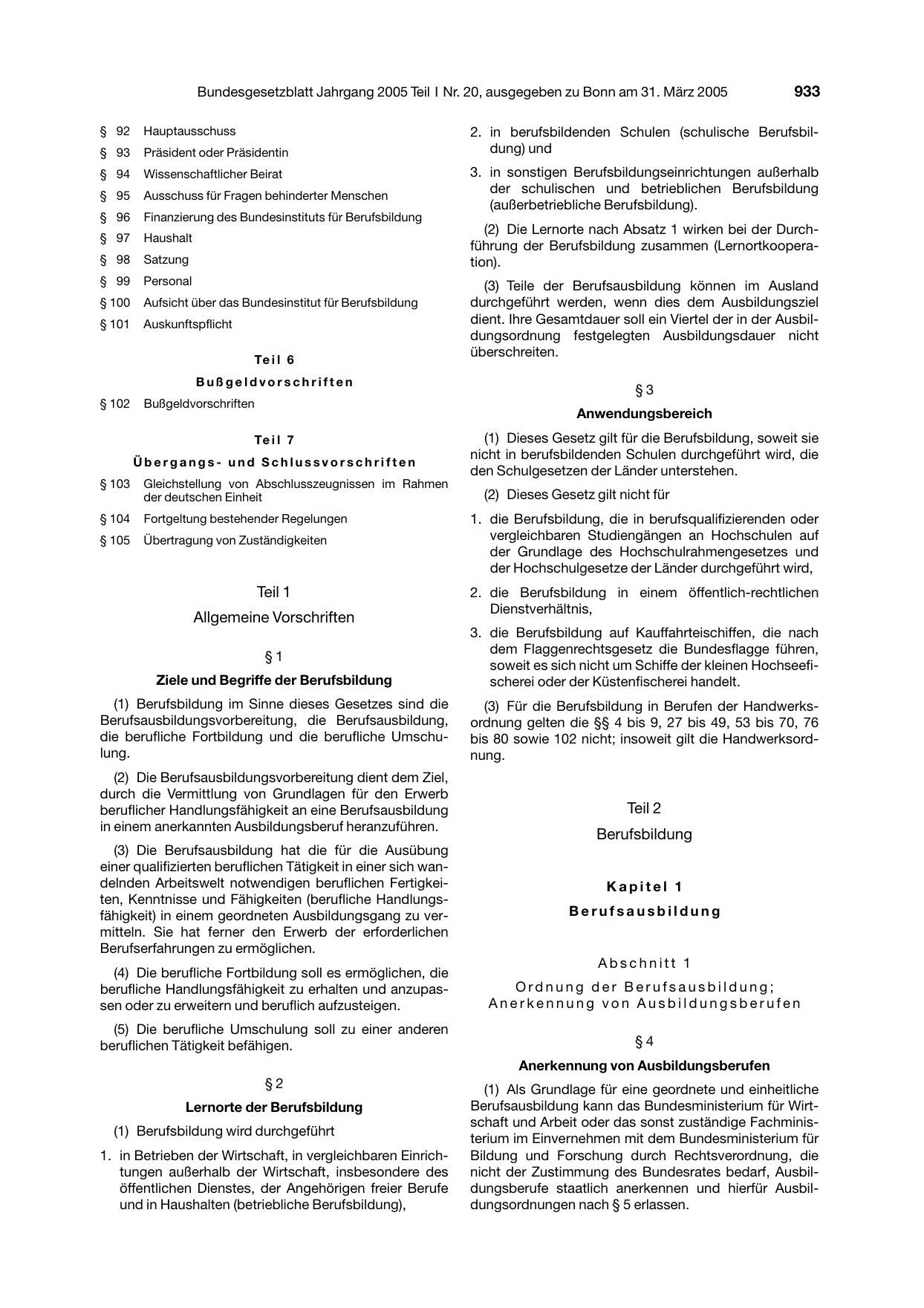 BGBl. 2005, Seite 933 — Originalseite als Abbildung