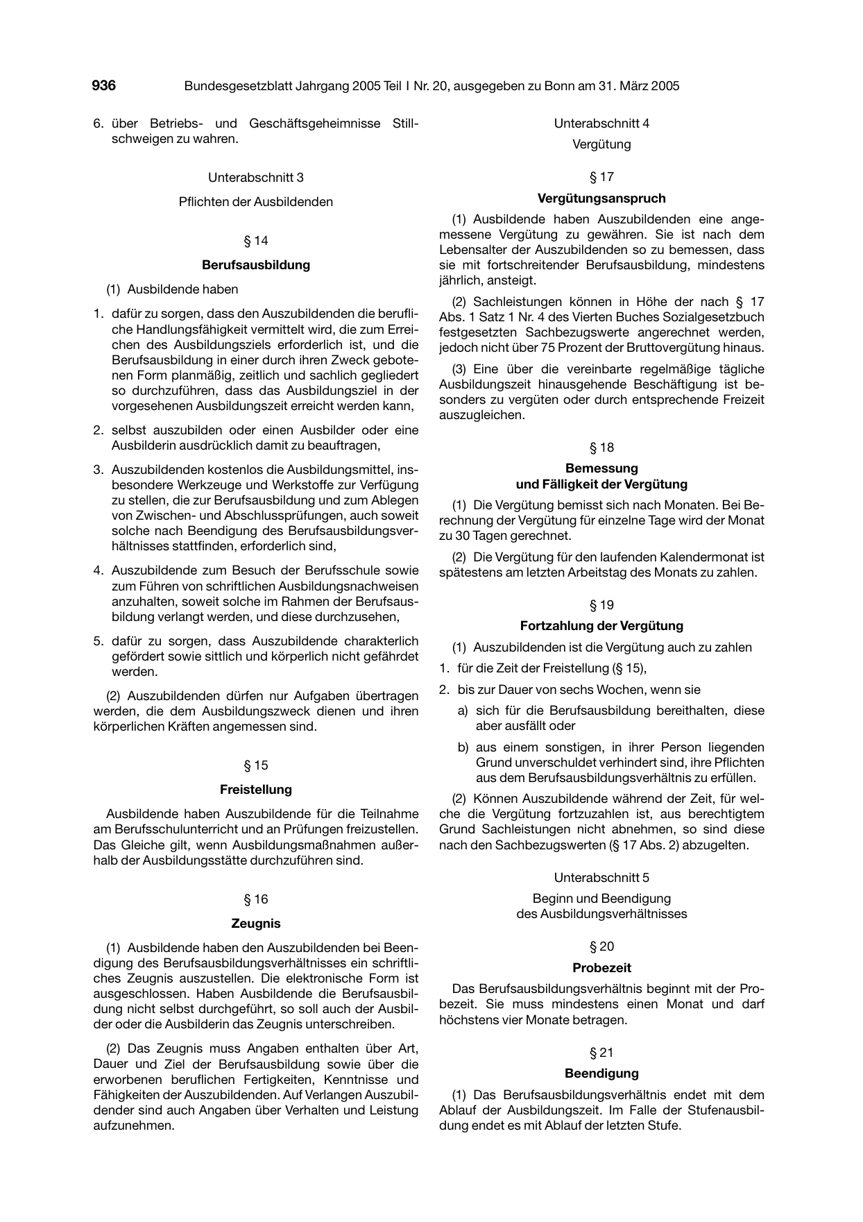 BGBl. 2005, Seite 936 — Originalseite als Abbildung