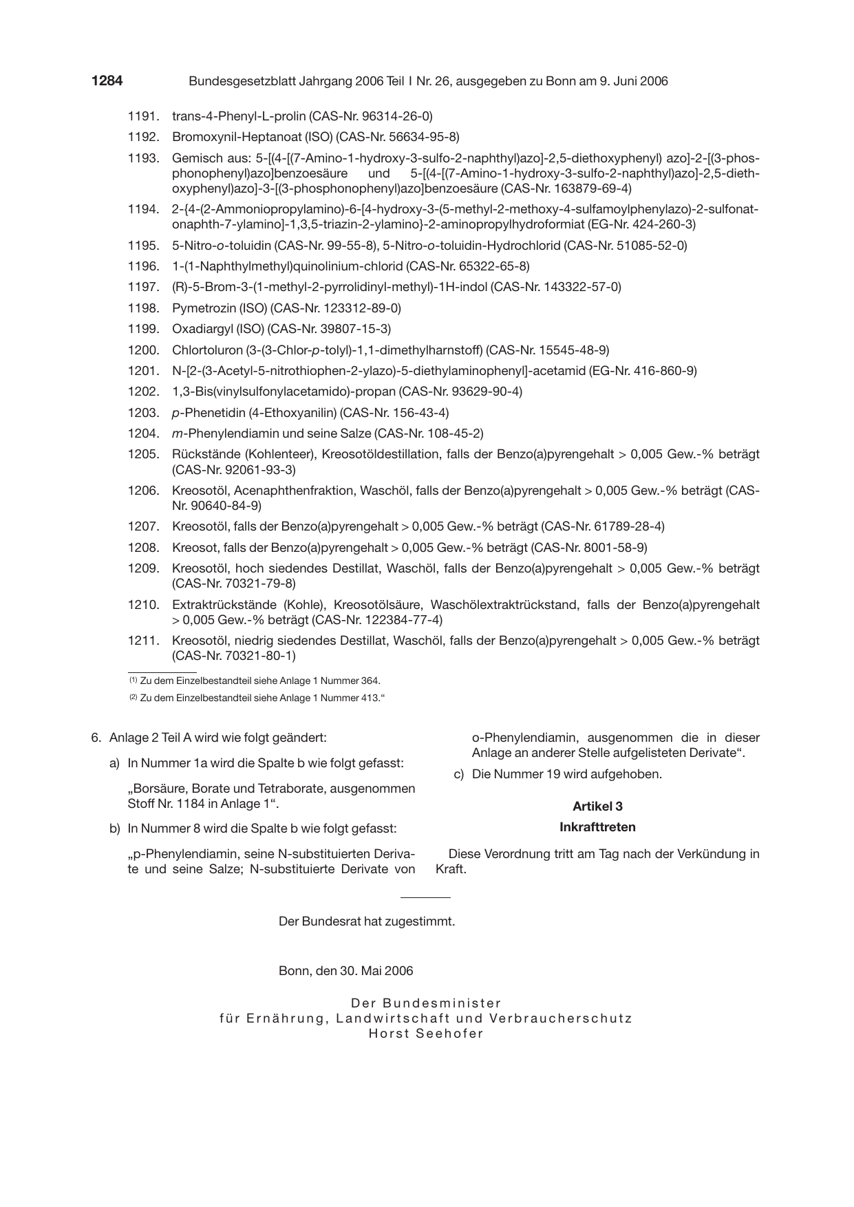 BGBl. 2006, Seite 1284 — Originalseite als Abbildung