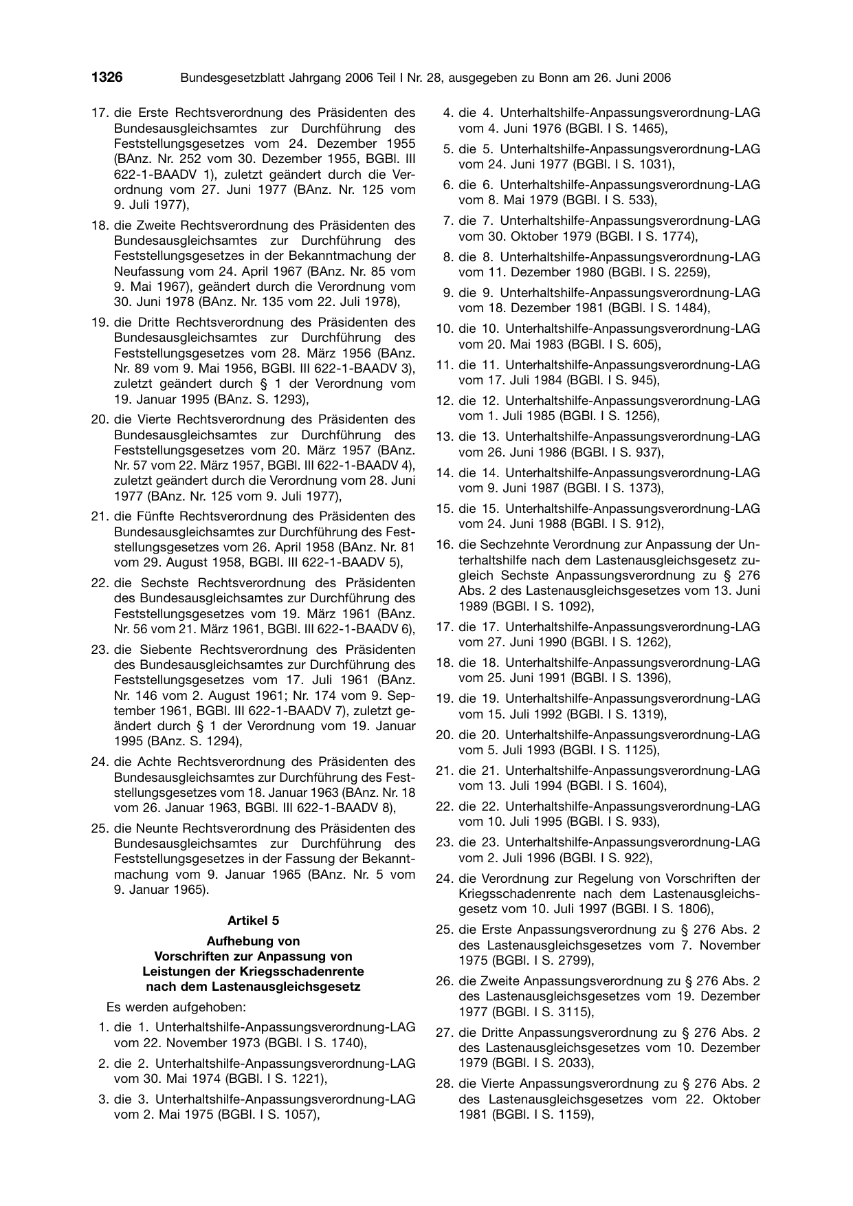 BGBl. 2006, Seite 1326 — Originalseite als Abbildung