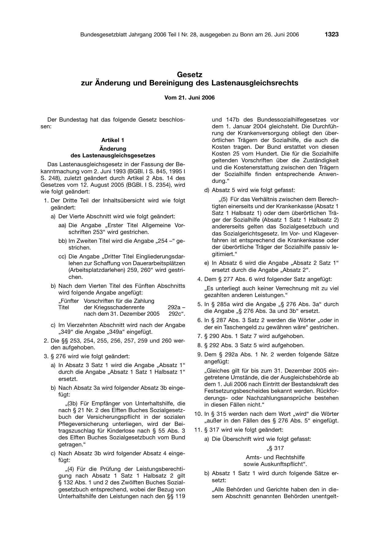 BGBl. 2006, Seite 1323 — Originalseite als Abbildung