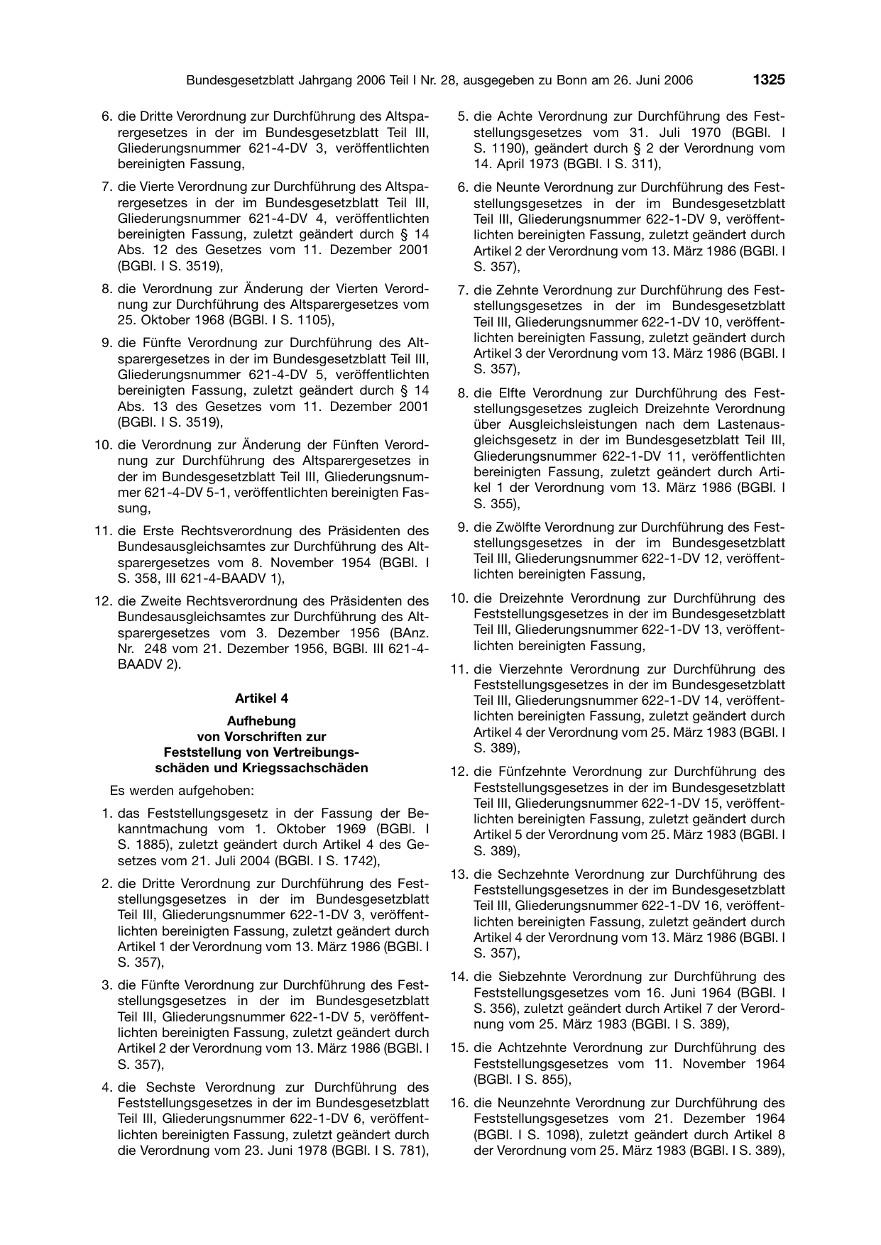 BGBl. 2006, Seite 1325 — Originalseite als Abbildung