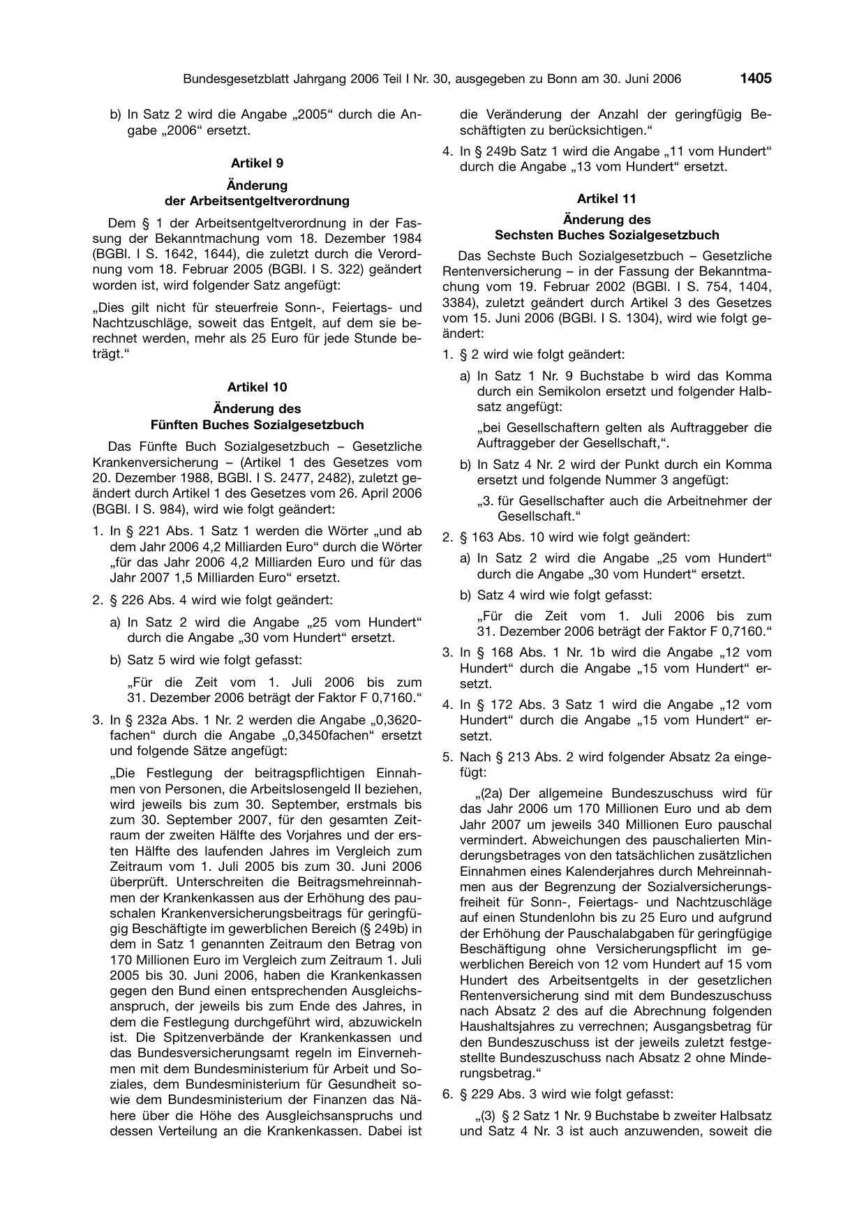 BGBl. 2006, Seite 1405 — Originalseite als Abbildung