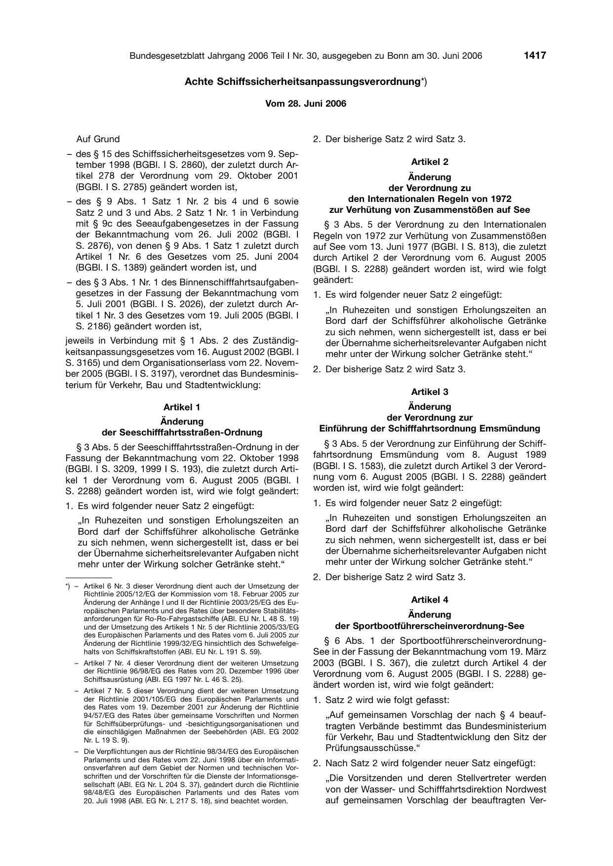 BGBl. 2006, Seite 1417 — Originalseite als Abbildung