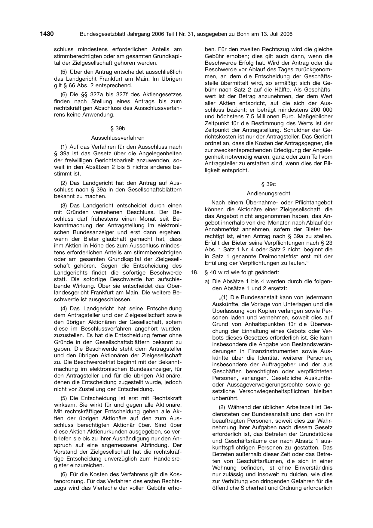 BGBl. 2006, Seite 1430 — Originalseite als Abbildung