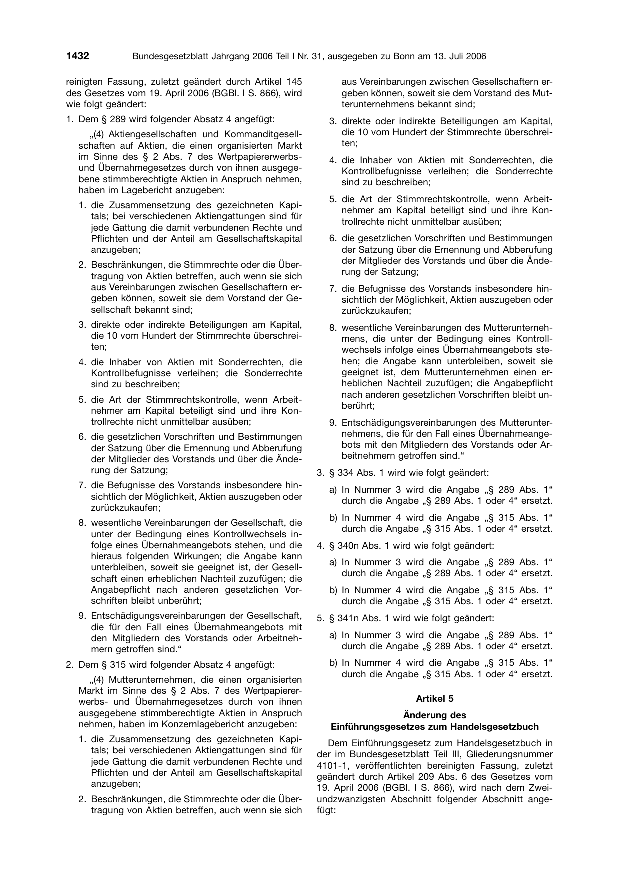 BGBl. 2006, Seite 1432 — Originalseite als Abbildung