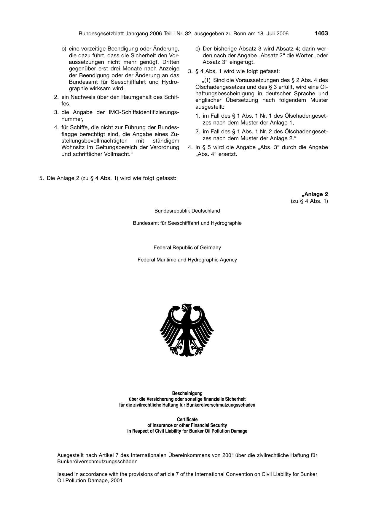 BGBl. 2006, Seite 1463 — Originalseite als Abbildung