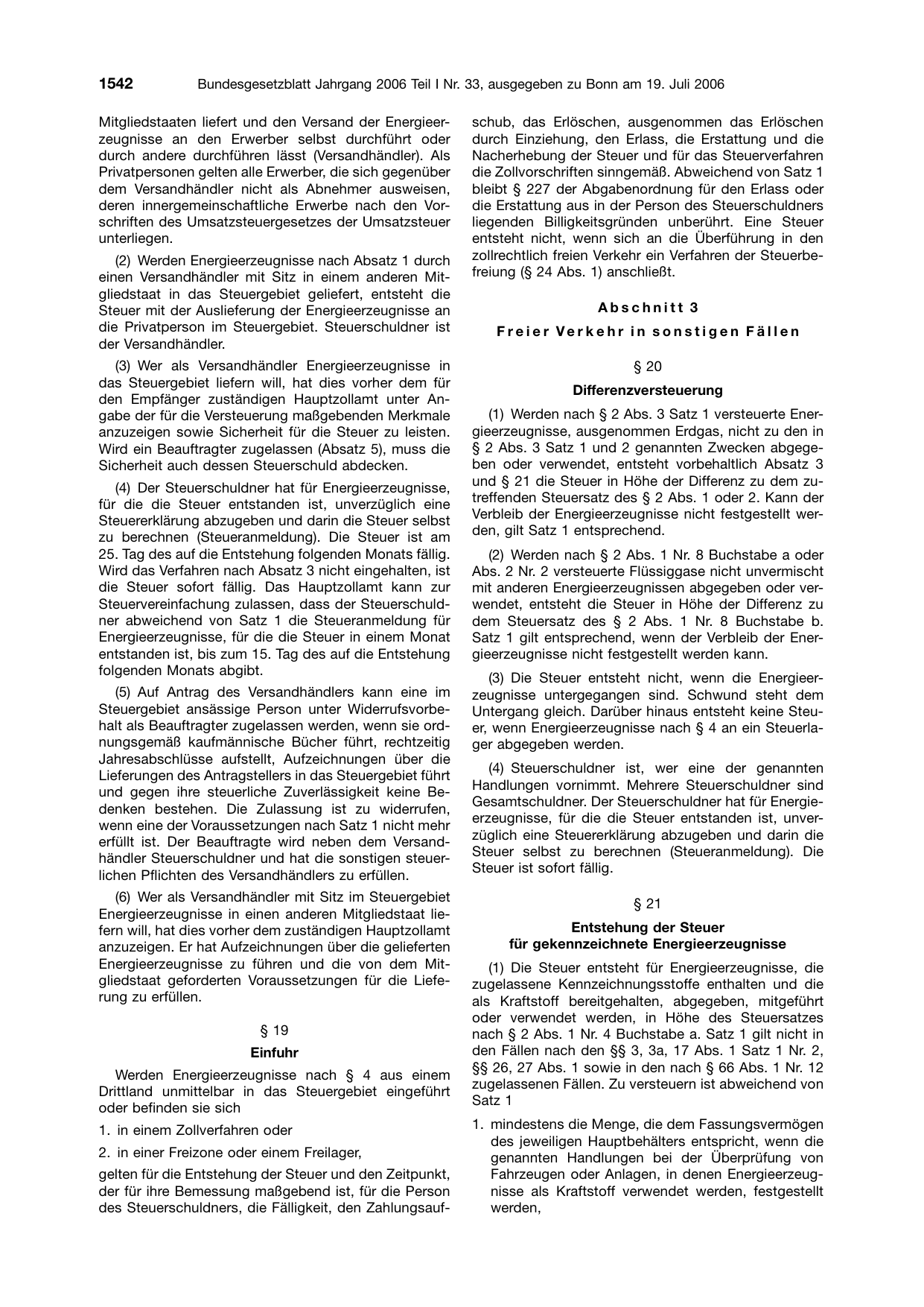BGBl. 2006, Seite 1542 — Originalseite als Abbildung