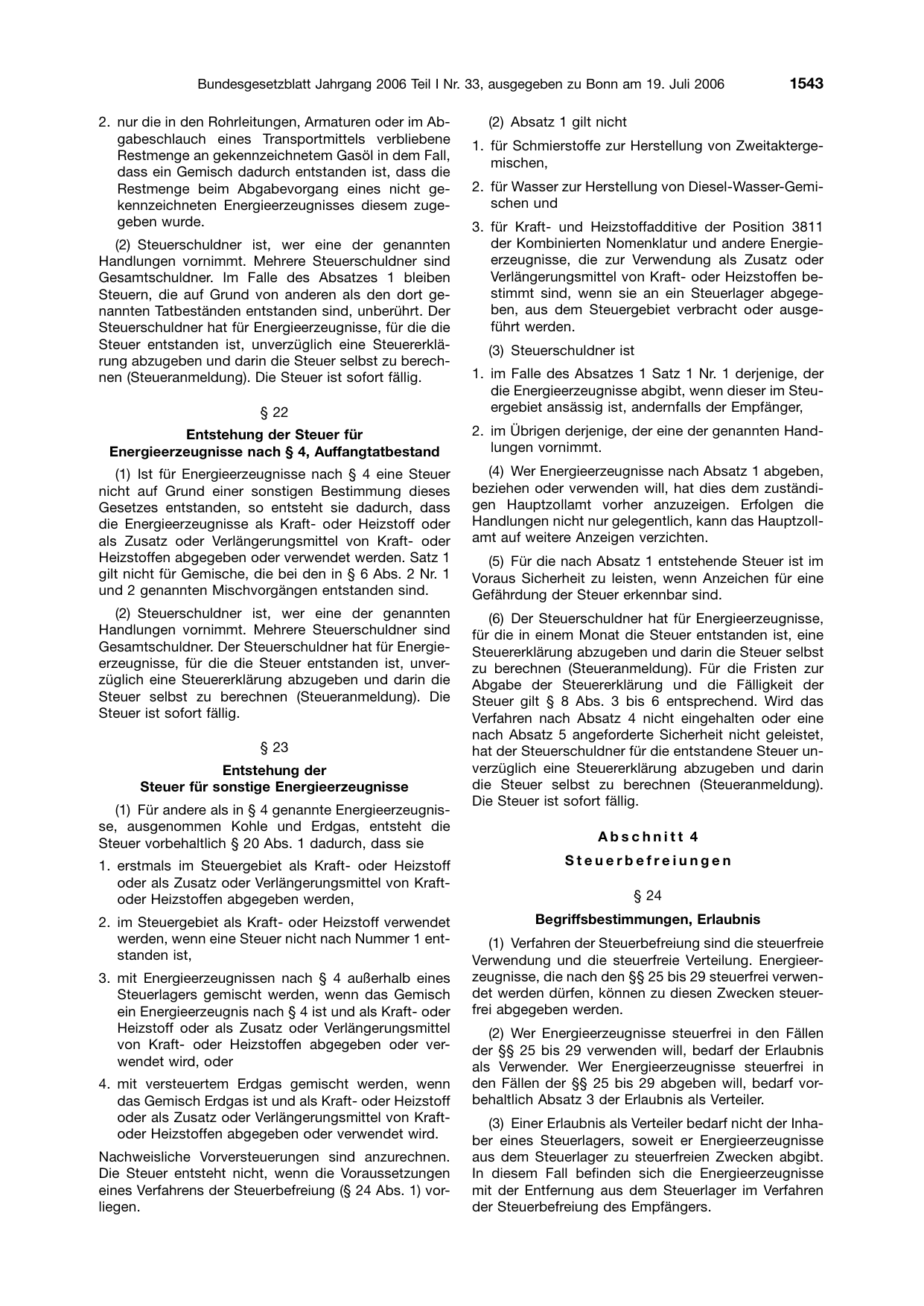 BGBl. 2006, Seite 1543 — Originalseite als Abbildung