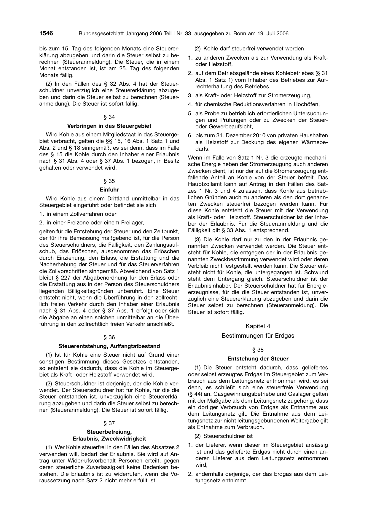 BGBl. 2006, Seite 1546 — Originalseite als Abbildung