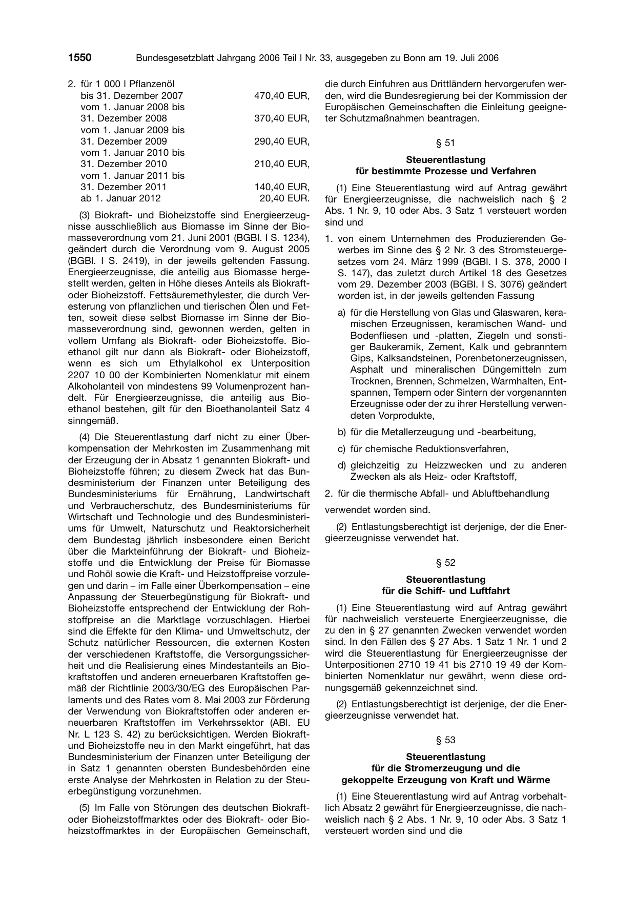 BGBl. 2006, Seite 1550 — Originalseite als Abbildung