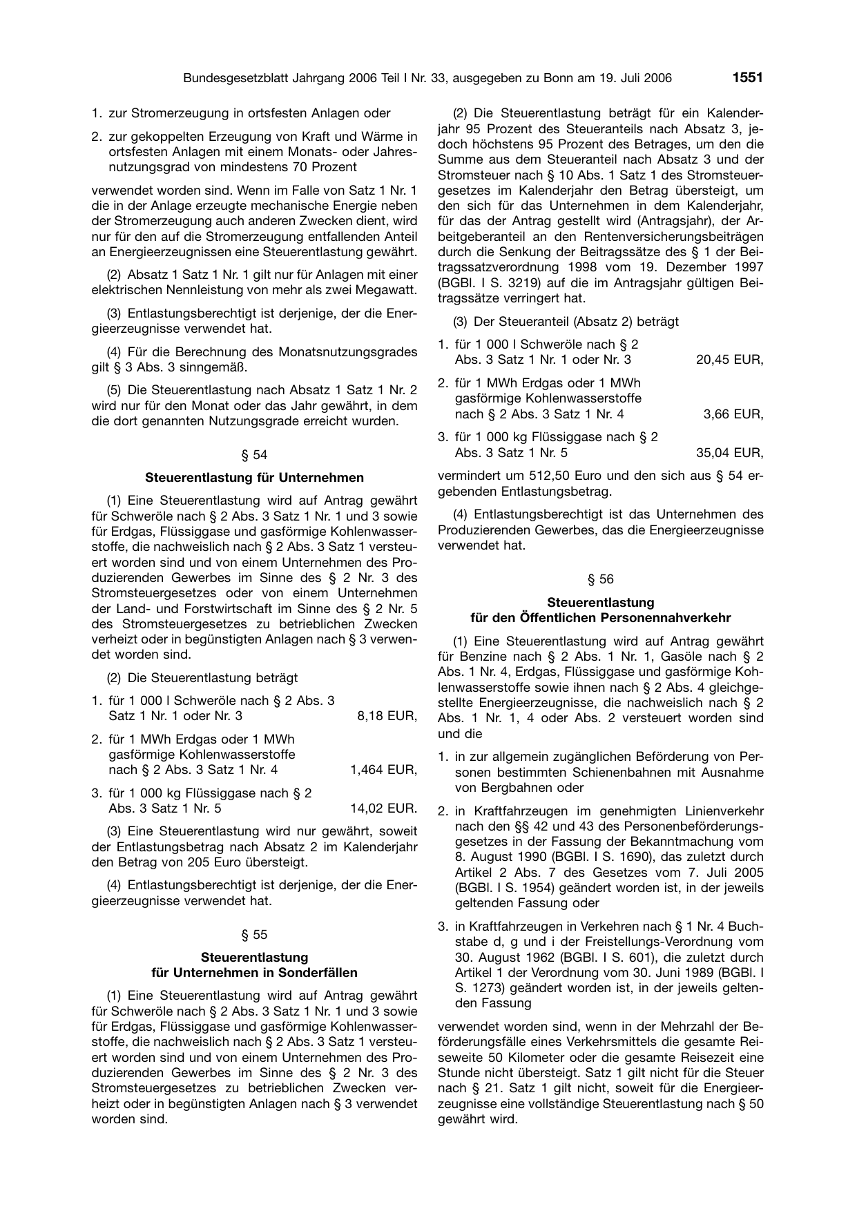 BGBl. 2006, Seite 1551 — Originalseite als Abbildung