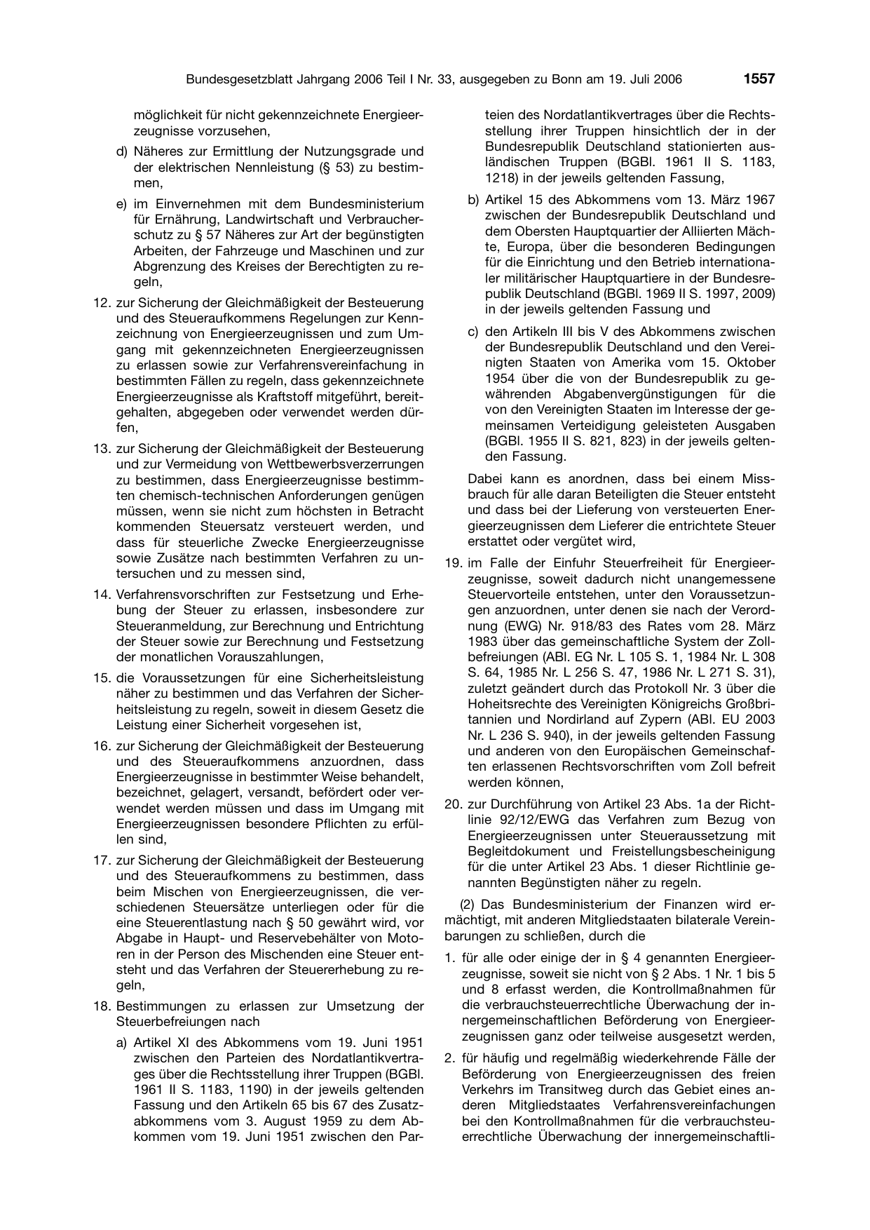BGBl. 2006, Seite 1557 — Originalseite als Abbildung